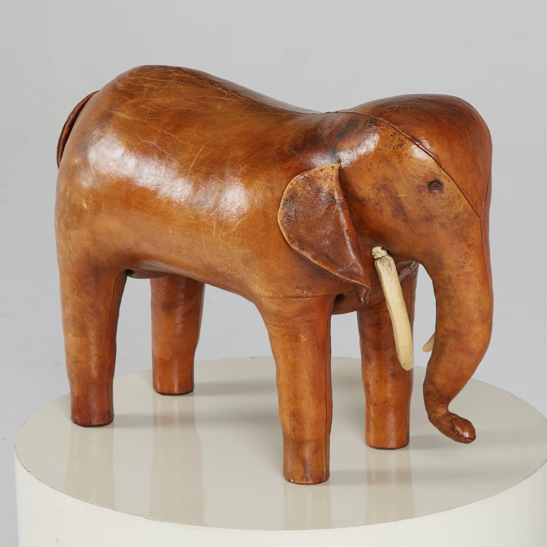 Large Leather Elephant Footstool by Dimitri Omersa for Abercrombie & Fitch In Good Condition In Los Angeles, CA