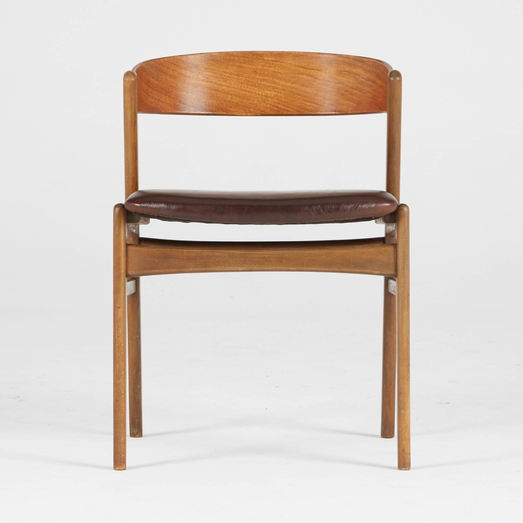 Mid-Century Modern Kai Kristiansen Danish Modern Dining Side Chairs, Pair, circa 1960
