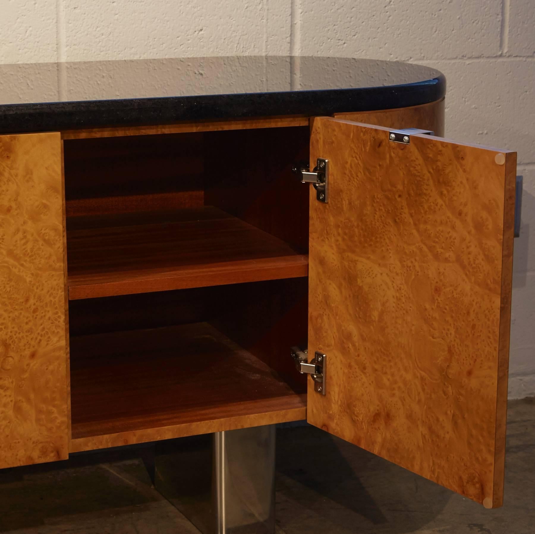 Mid-Century Modern J. Wade Beam for Brueton, Ginormous Custom Burled Wood and Granite Credenza