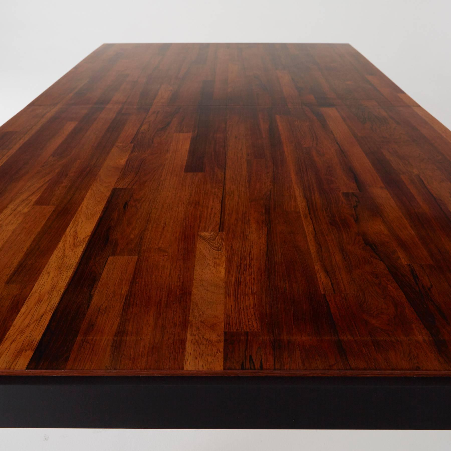 Milo Baughman for Directional, Exotic Mixed Woods Dining Table, Restored In Excellent Condition In Los Angeles, CA