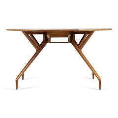 Greta Grossman Walnut Drop-Leaf Dining Table for Glenn of California, circa 1950