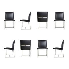 Vintage Set Milo Baughman 8 Dining Chairs Reupholstered in Edelman Leather, circa 1970