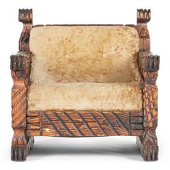 Fauteuils Tiki sculptés par William Westenhaver pour WITCO:: paire:: circa 1950