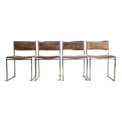 Willy Rizzo Suede and Chrome Chairs, Set of Four (4), circa 1970