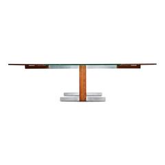 Vladimir Kagan Rosewood, Chrome and Glass Extension Dining Table, circa 1970