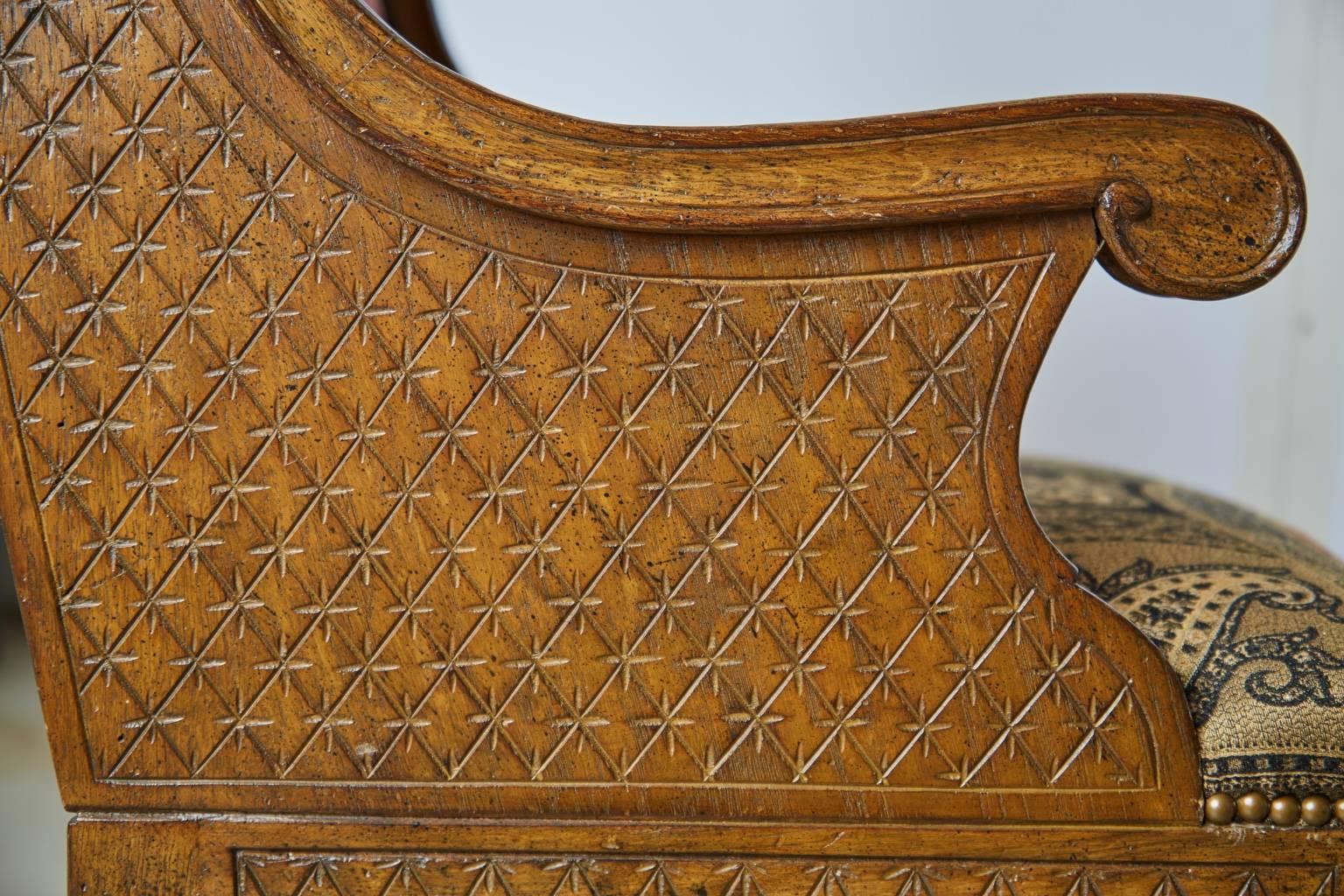 French Louis XVI Style Carved Oak Wingback Chair, circa 1900 3