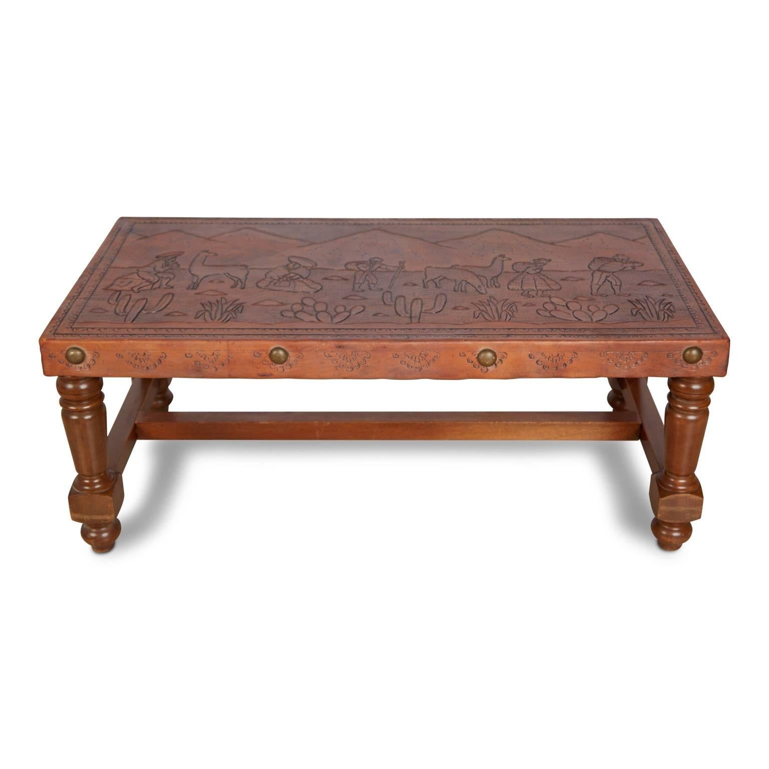 peruvian leather coffee table