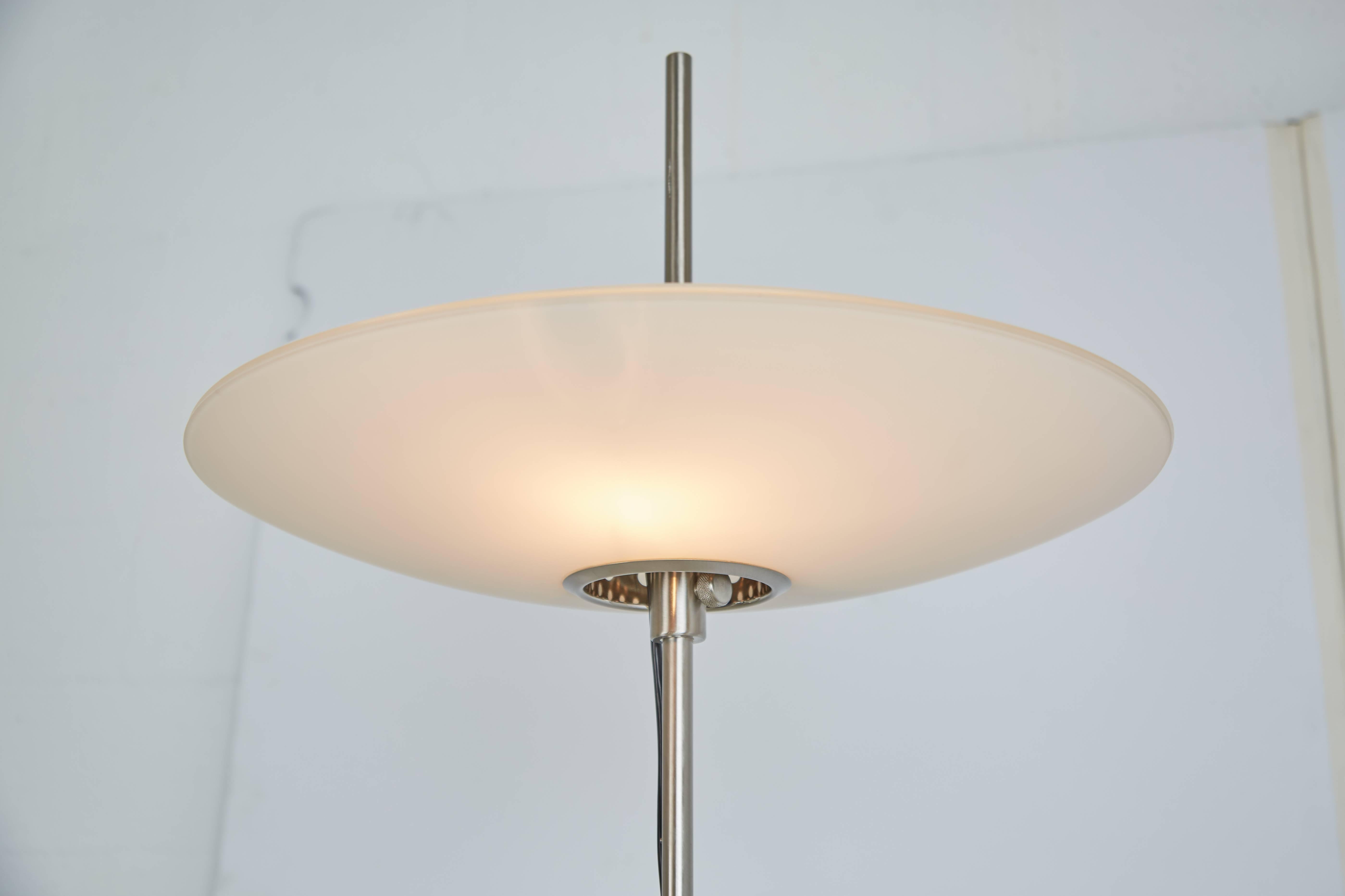 Frosted Flying Saucer Italian Space Age Standing Lamp, circa 1950