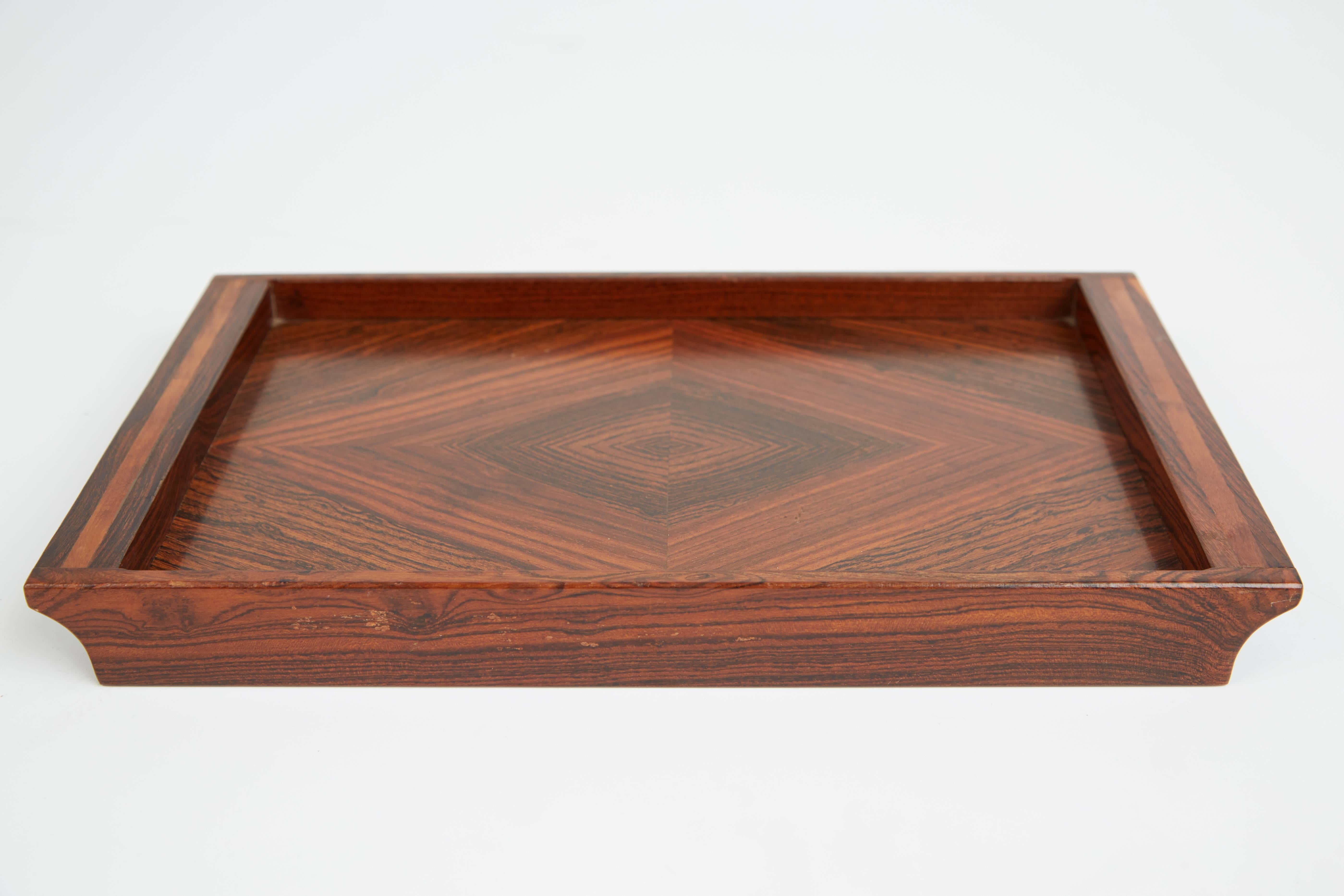 Don Shoemaker Cocobolo, Rosewood Inlaid Trays for Señal, circa 1970 3