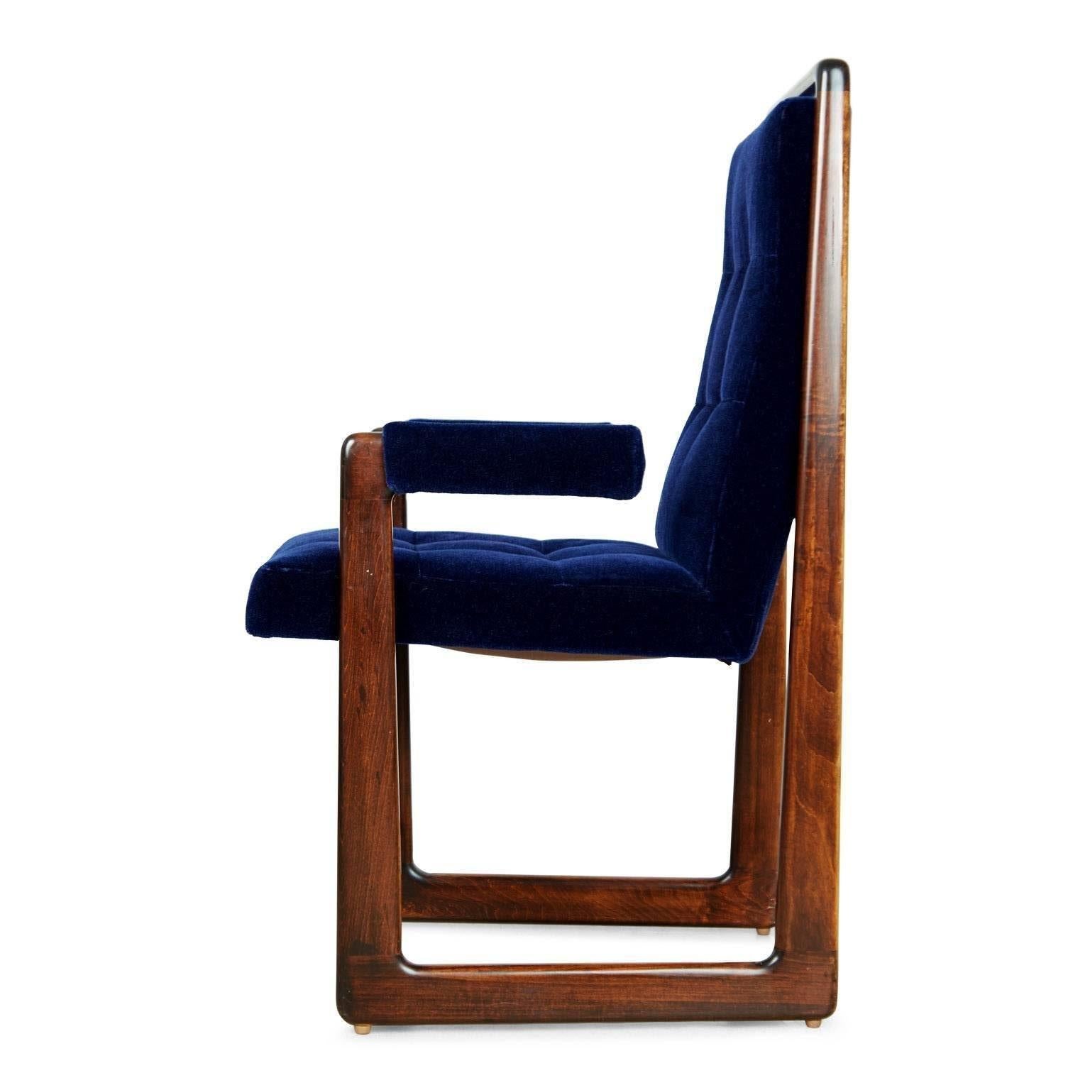 American Vladimir Kagan Signed Cubist Dining Chairs, Set of Eight, circa 1960