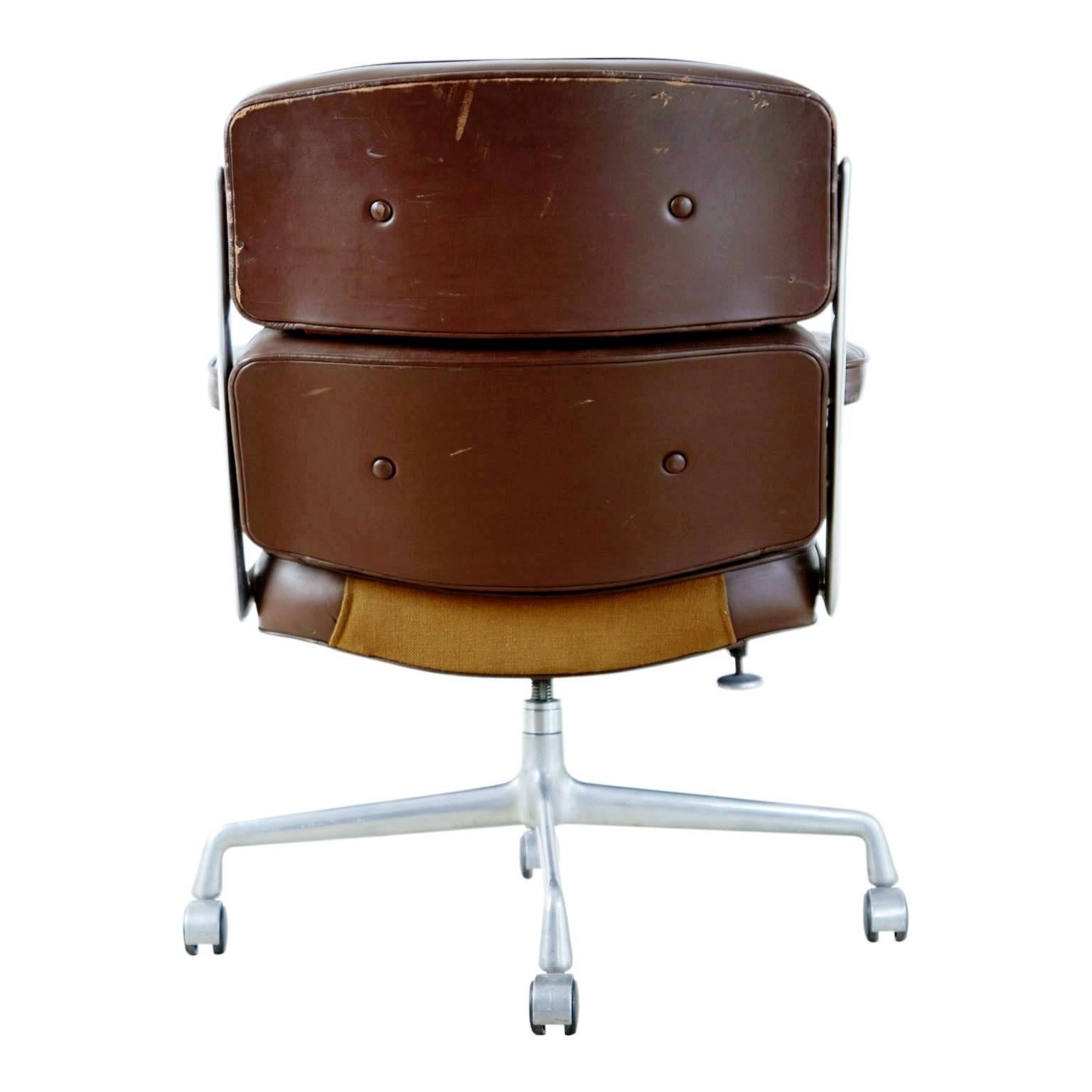 eames brown leather office chair