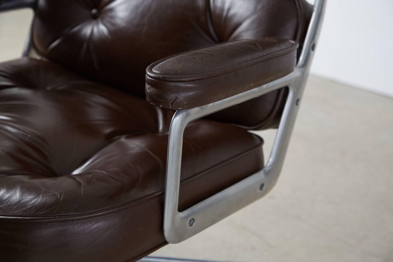 American Brown Leather Time Life Executive Desk Chair by Charles Eames for Herman Miller