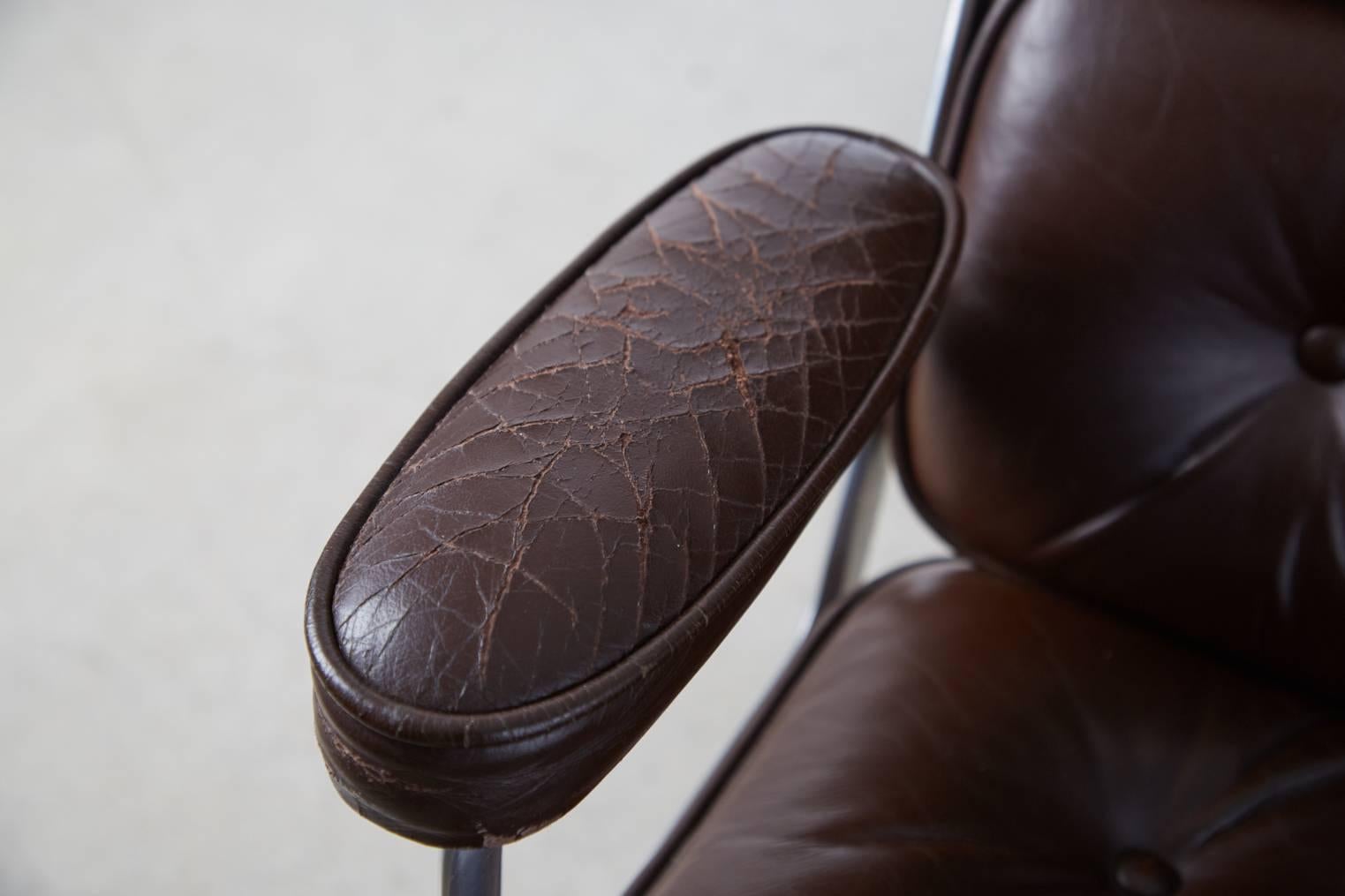 Brown Leather Time Life Executive Desk Chair by Charles Eames for Herman Miller In Good Condition In Los Angeles, CA
