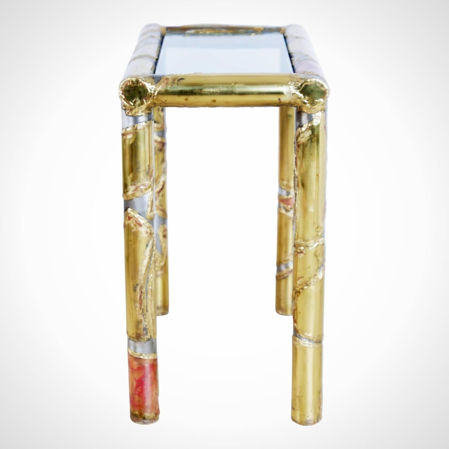 Brutalist Mixed Metal Silas Seandel Console Table & Functional Art Signed, 1982 In Excellent Condition In Los Angeles, CA