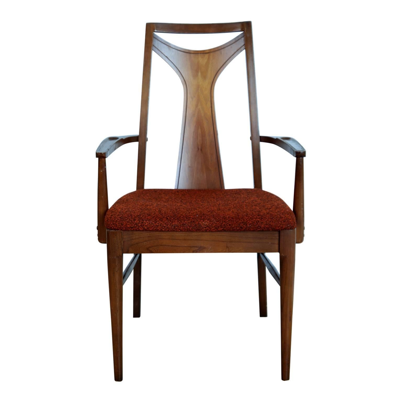 Mid-Century Modern Broyhill Saga Walnut Dining Chairs, Set of Six, circa 1960