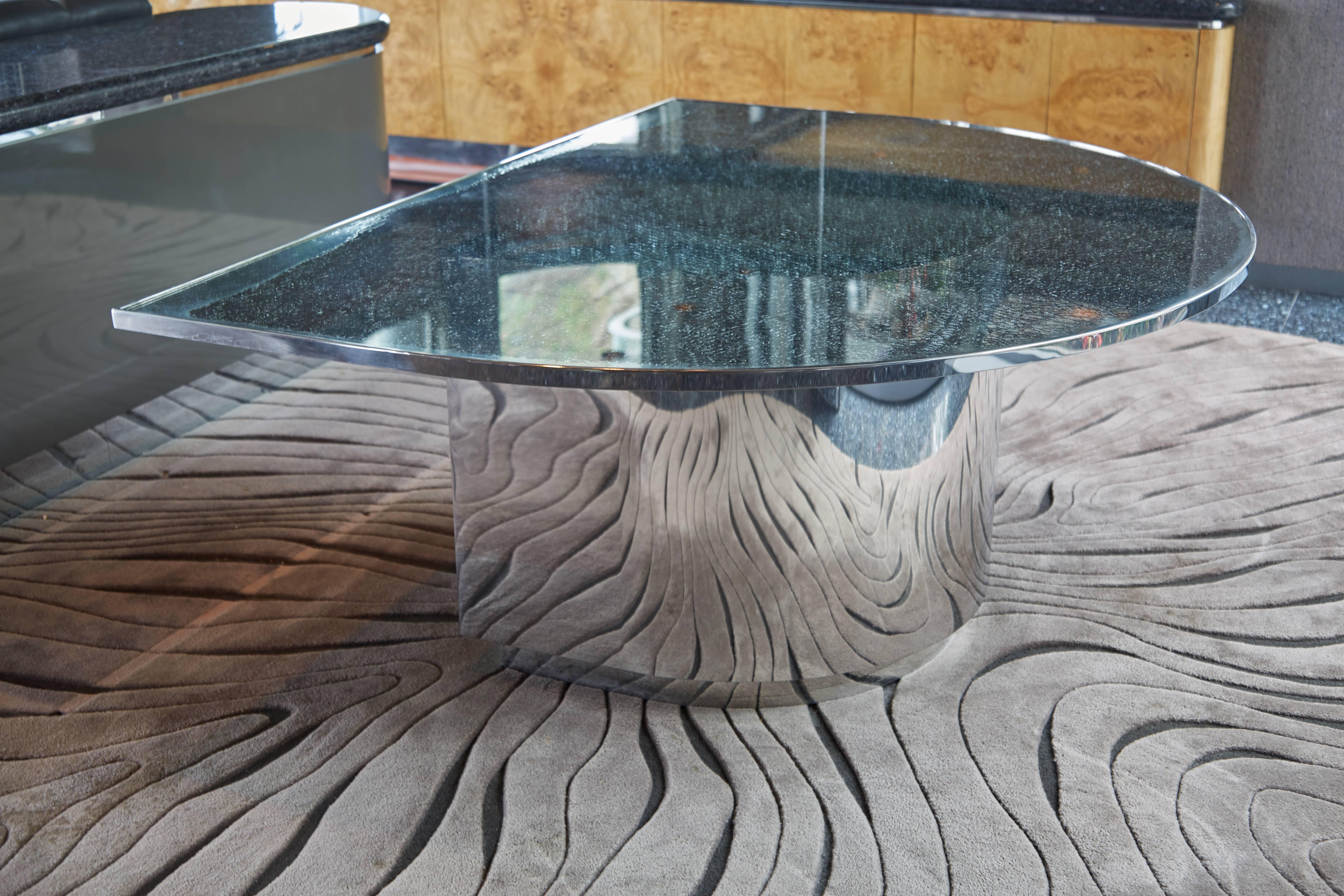 Modern Custom Demilune Crackle Glass Tables by Steve Chase from Chase Designed Home, 2