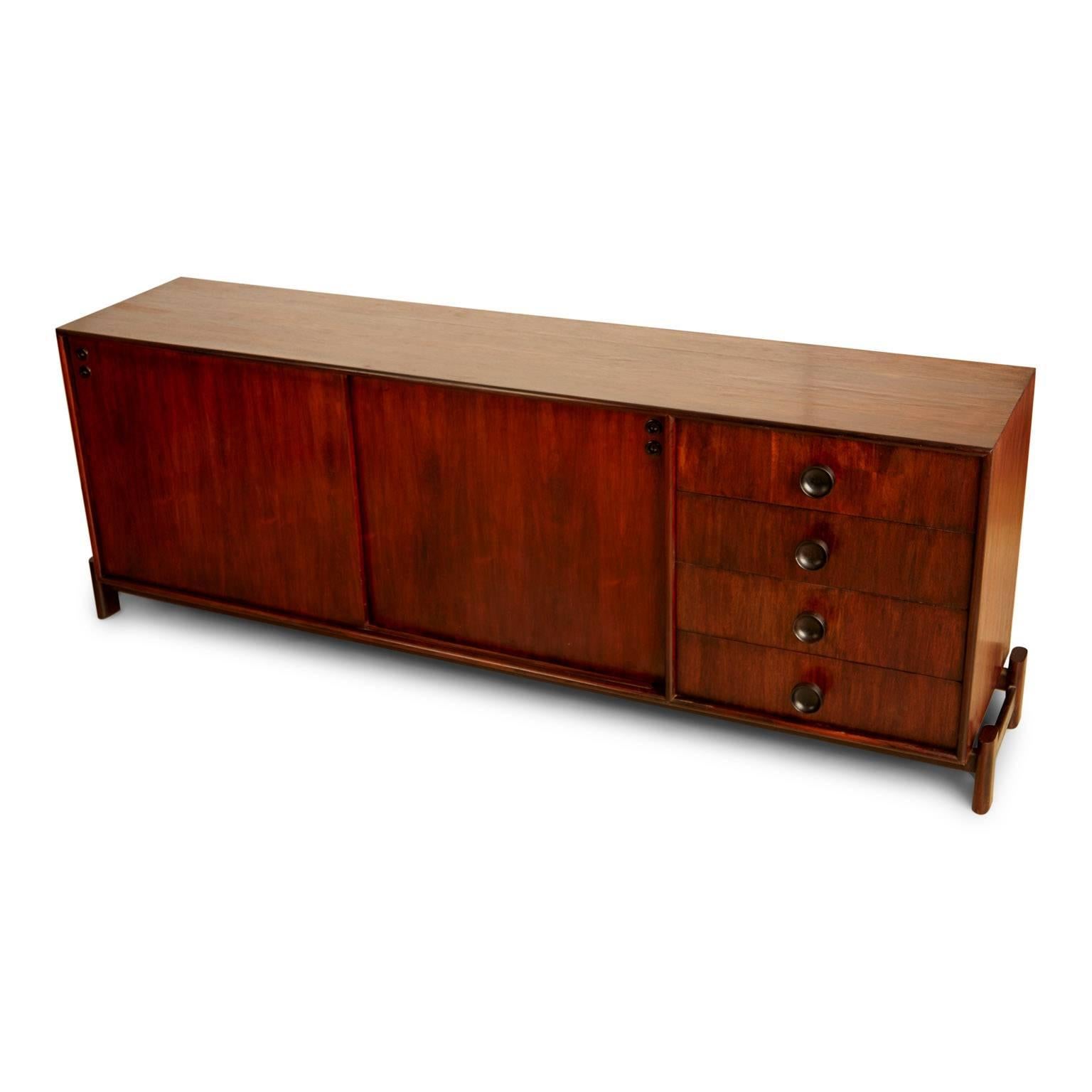 Carlo Hauner for Forma Brazil Large Rosewood Credenza on Plinth Base, circa 1960 3