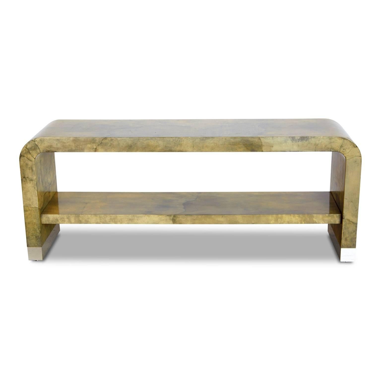 Mid-Century Modern Custom Goatskin Lacquered Console by Steve Chase from Chase Designed Home