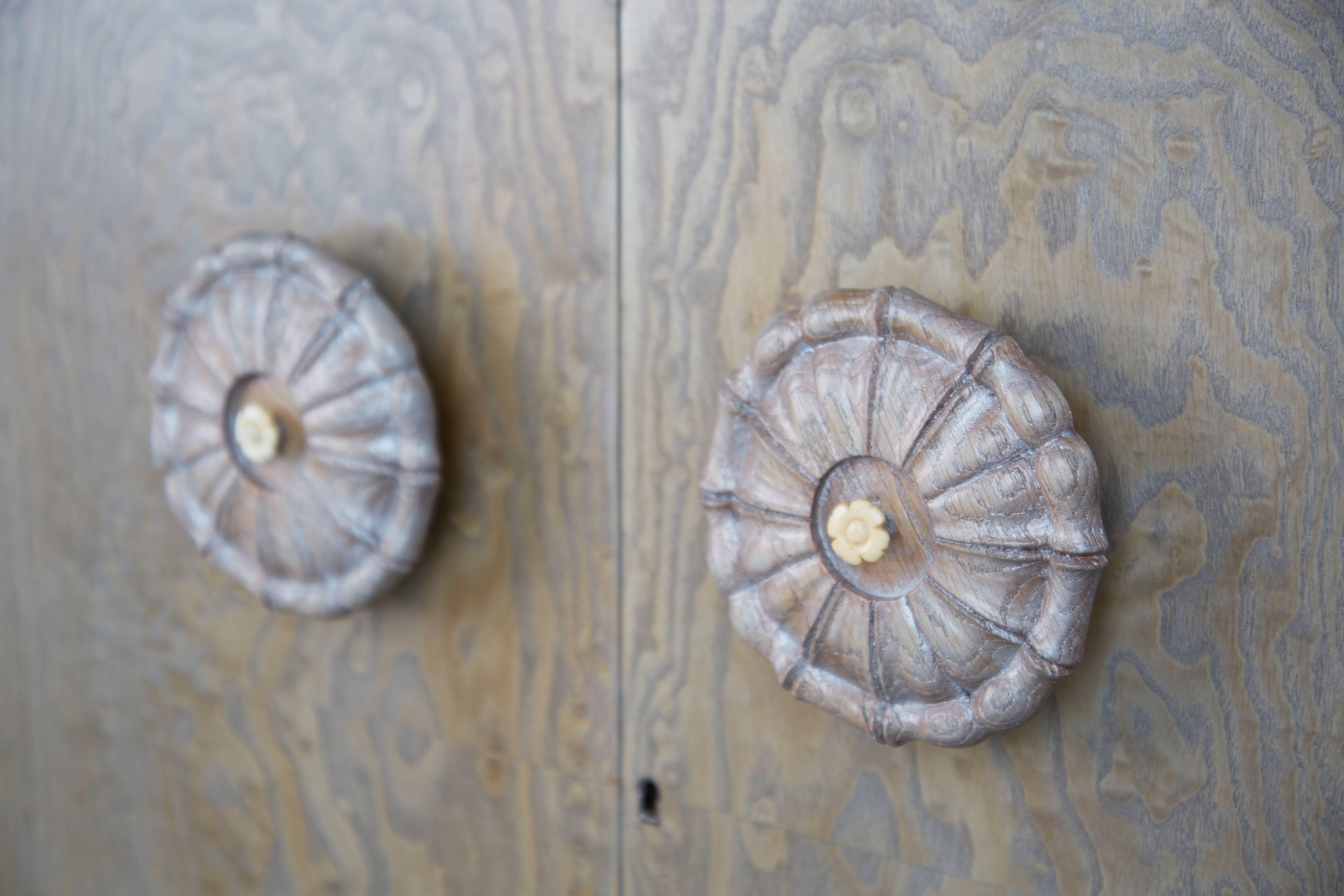 Gustavian Style Highly Detailed Carved Circassian Oak Cabinet, Circa 1920 2