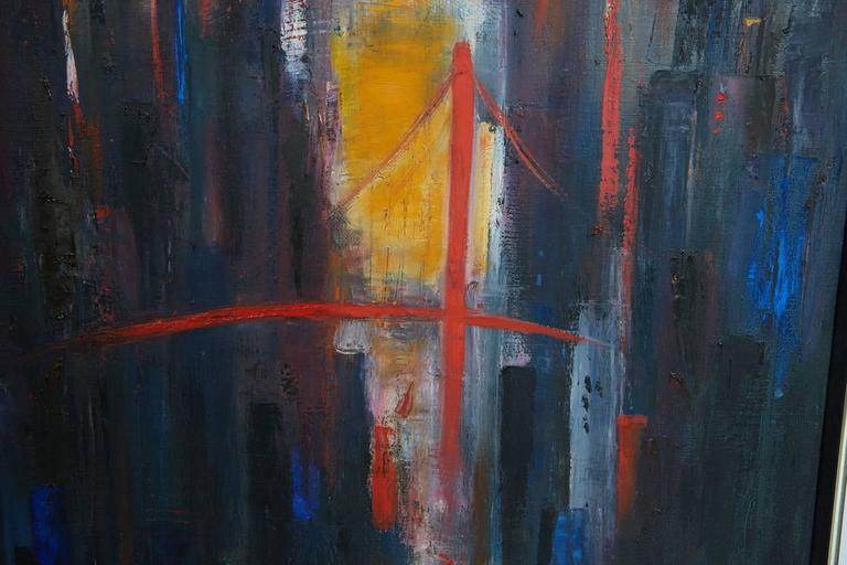 Large Cityscape Skyline Oil Painting, by Dietrich Grunewald for Van