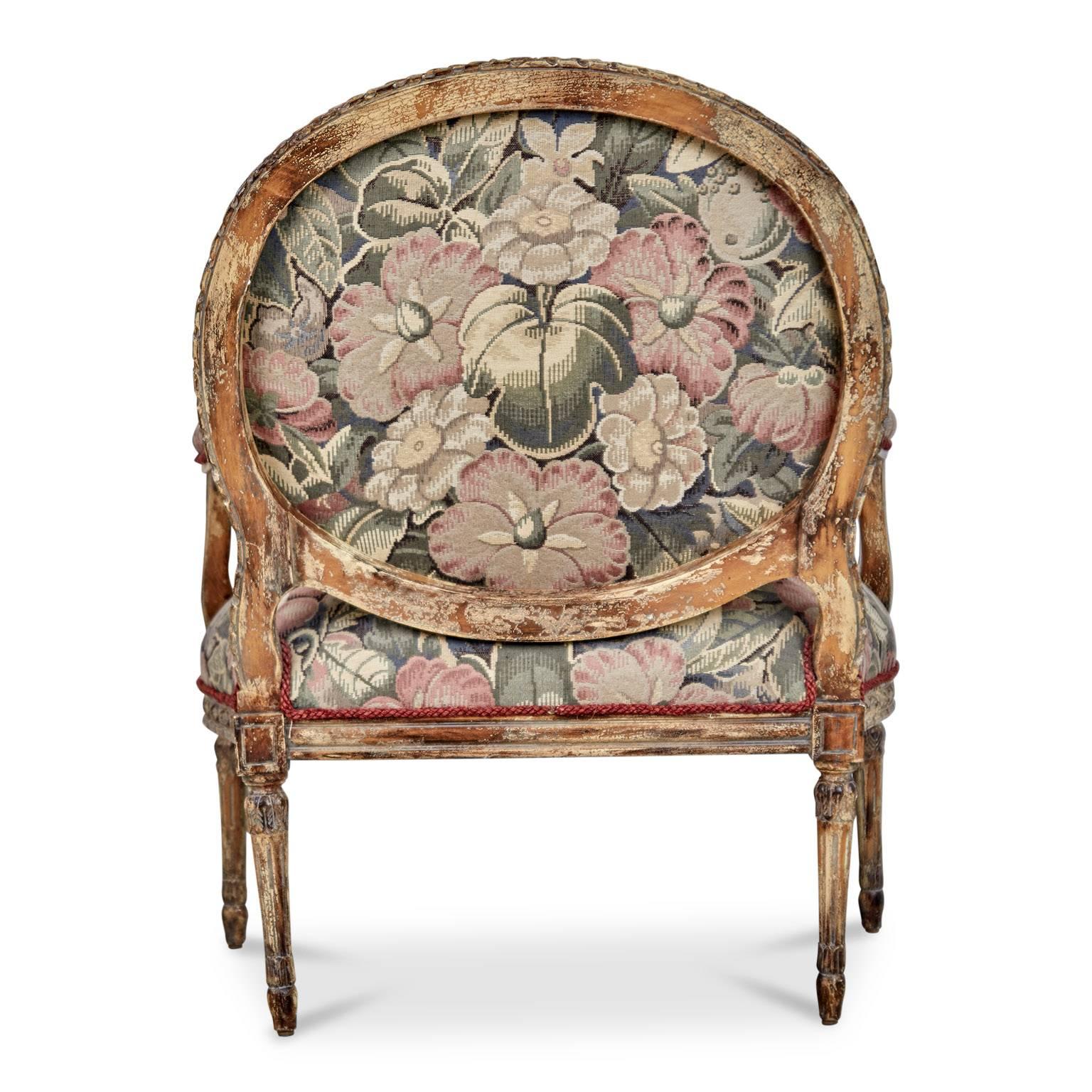 Pair of Louis XVI Style Armchairs with Tapestry Floral Fabric *MOVING SALE* 1