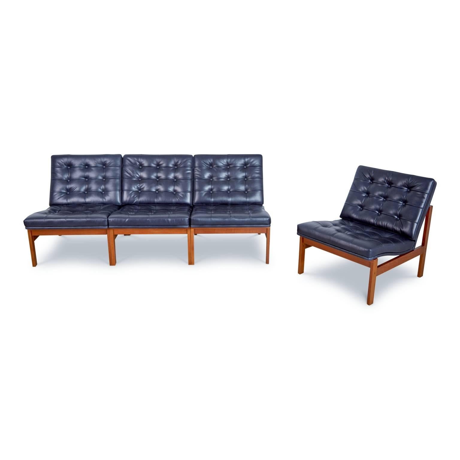 Leather France & Son Moduline Living Room Set by Ole Gjerløv-Knudsen & Torben Lind