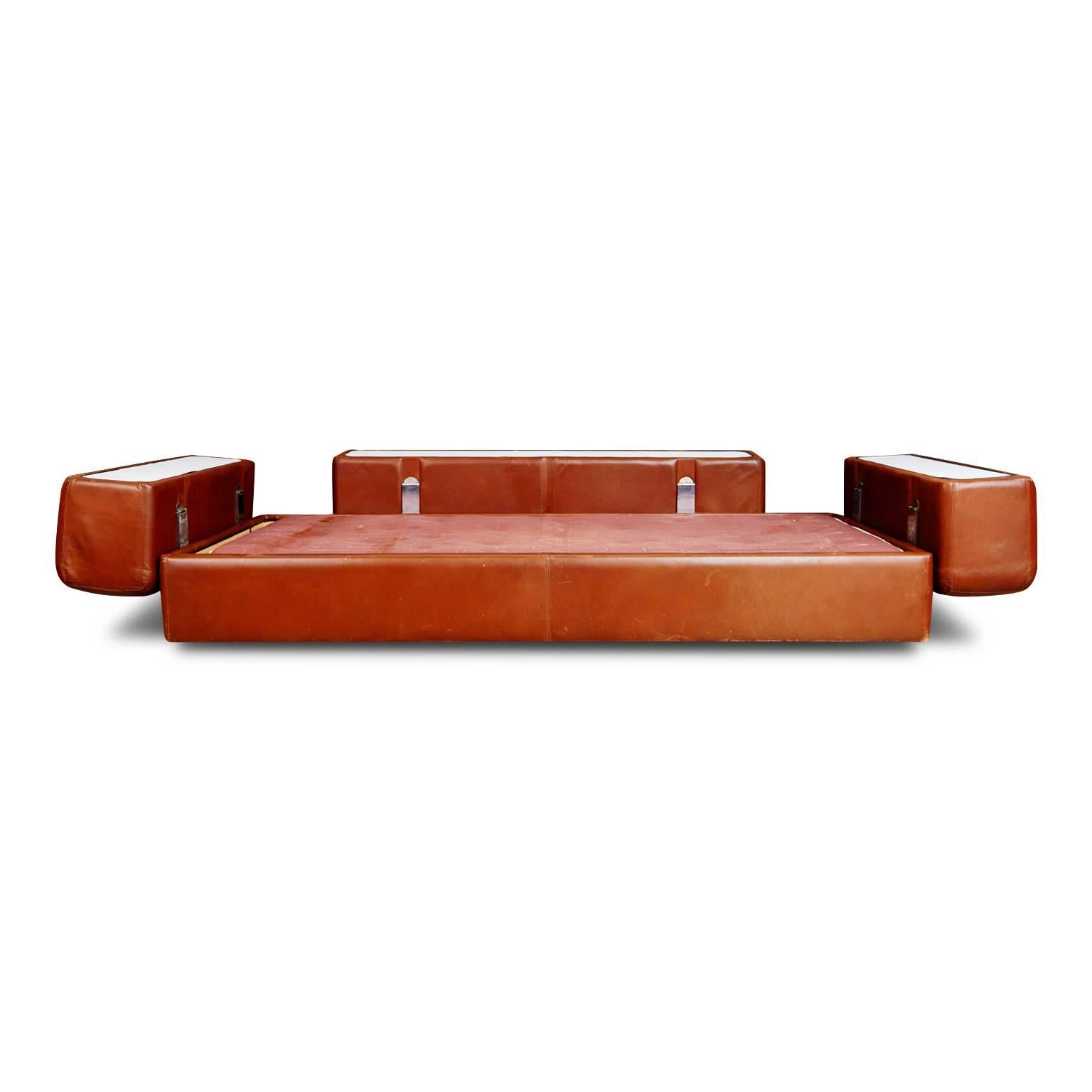 Italian Tito Agnoli Leather Sofa and Convertible Bed for Stendig, Italy