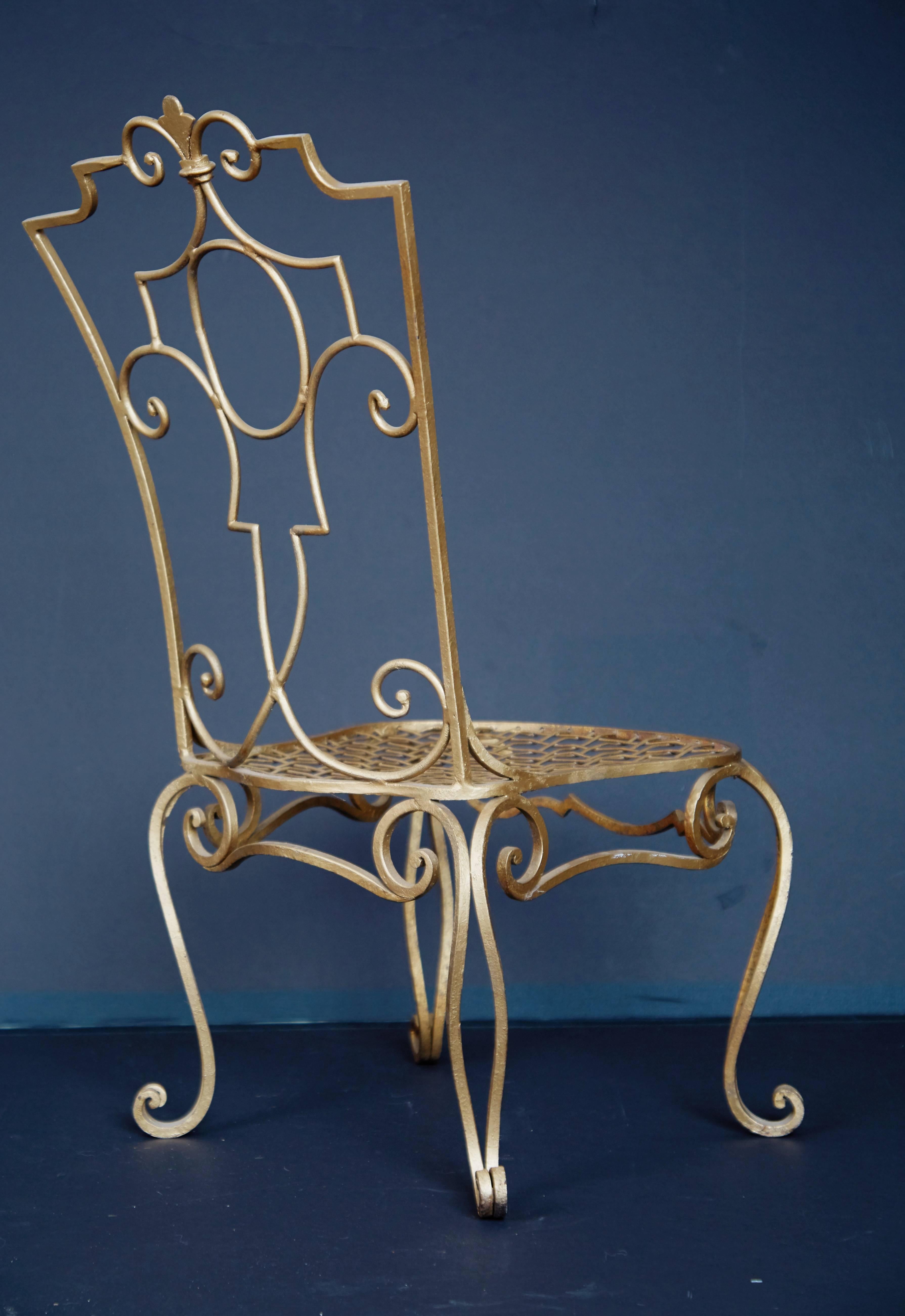 French Jean Charles Moreux Iron Chair, France, circa 1930