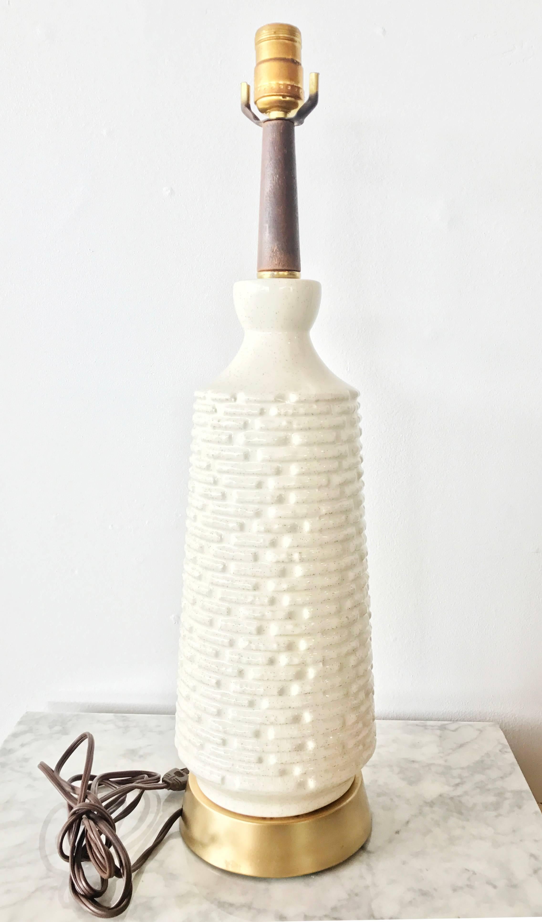 Mid-Century Modern Textured Ceramic Midcentury Lamp, circa 1960