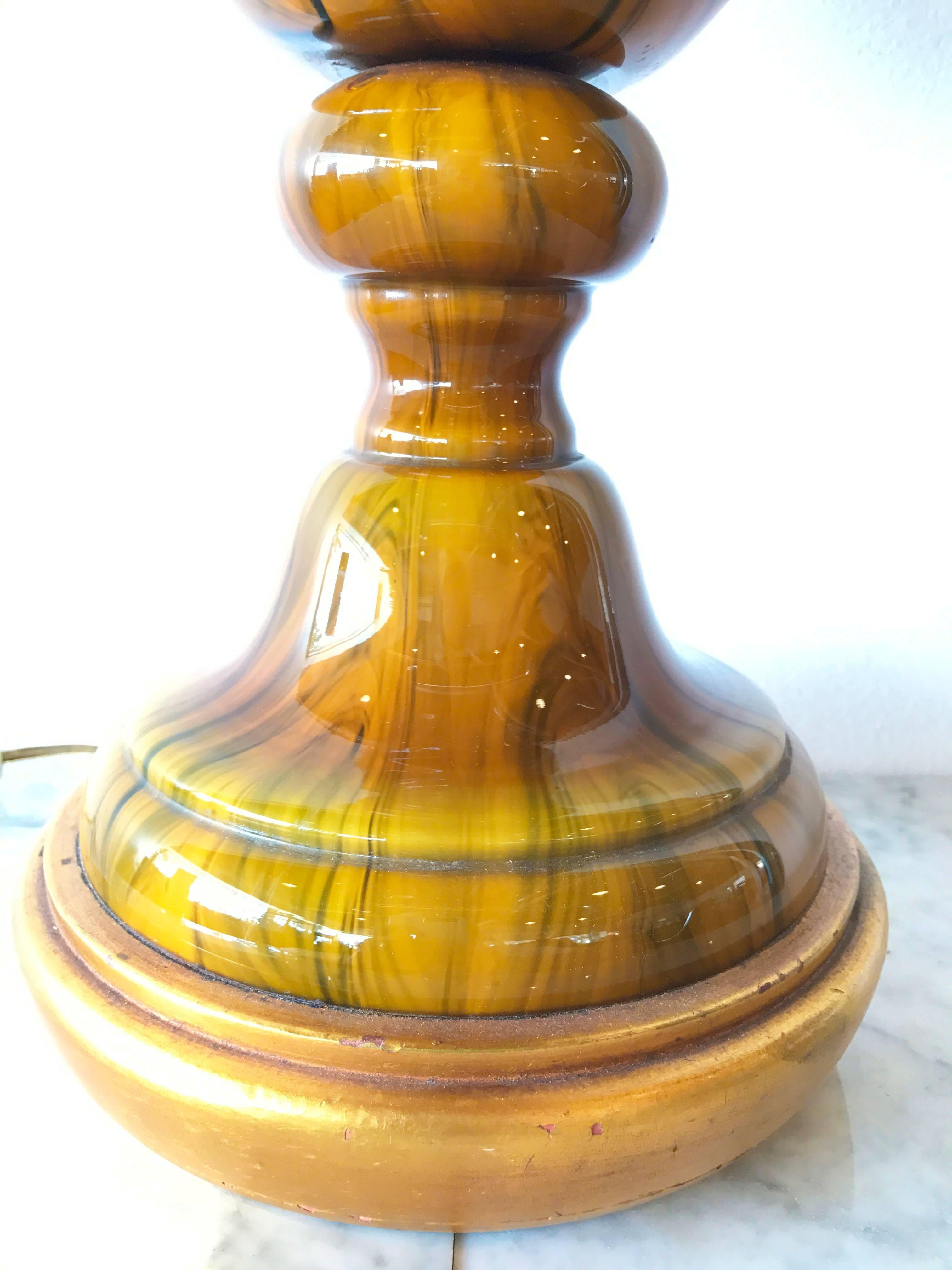 Italian Murano Marbleized Glass Table Lamp by Marbro Lamp Company, Italy, 1966