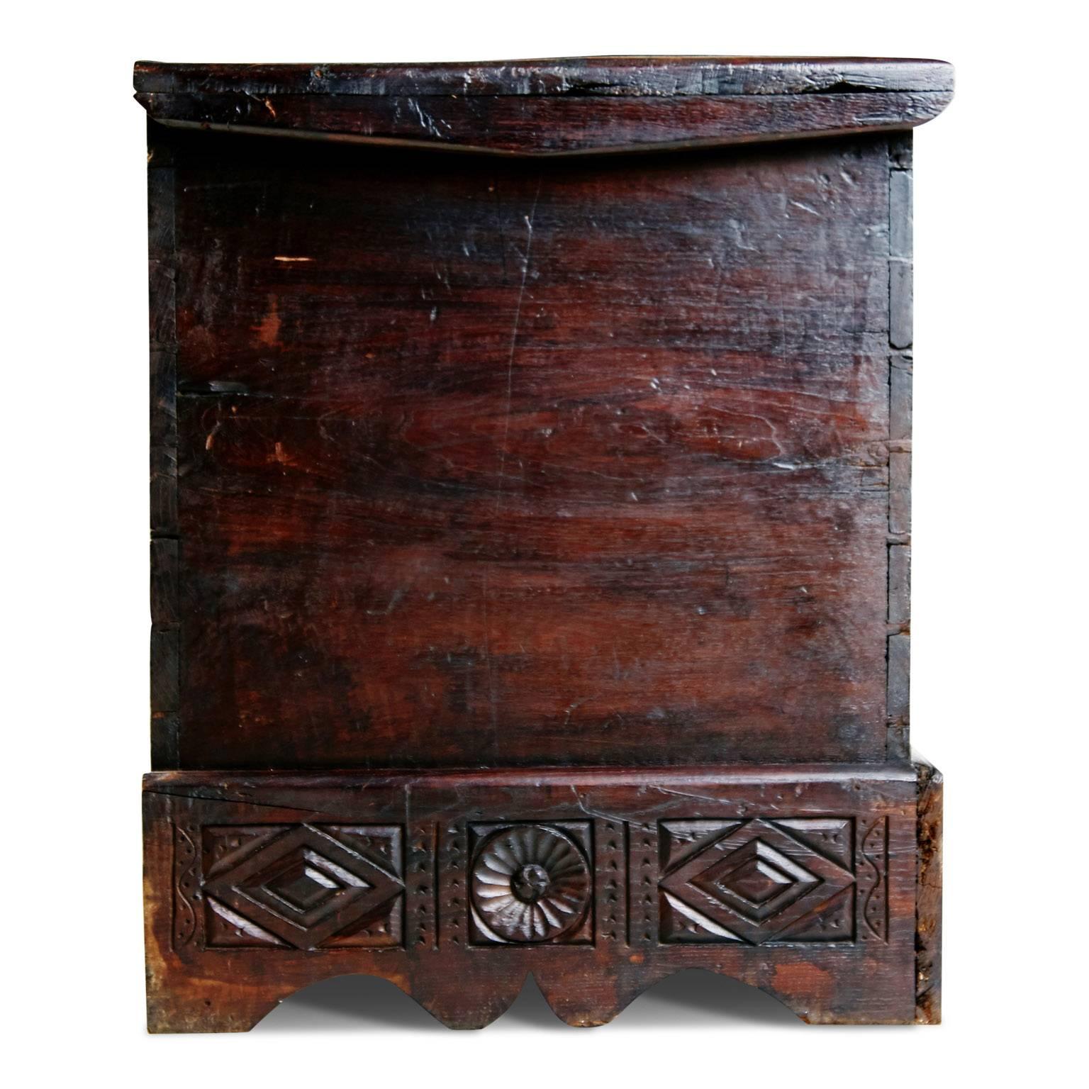 Renaissance 17th Century English Carved Oak and Elm Large Blanket Chest Coffer