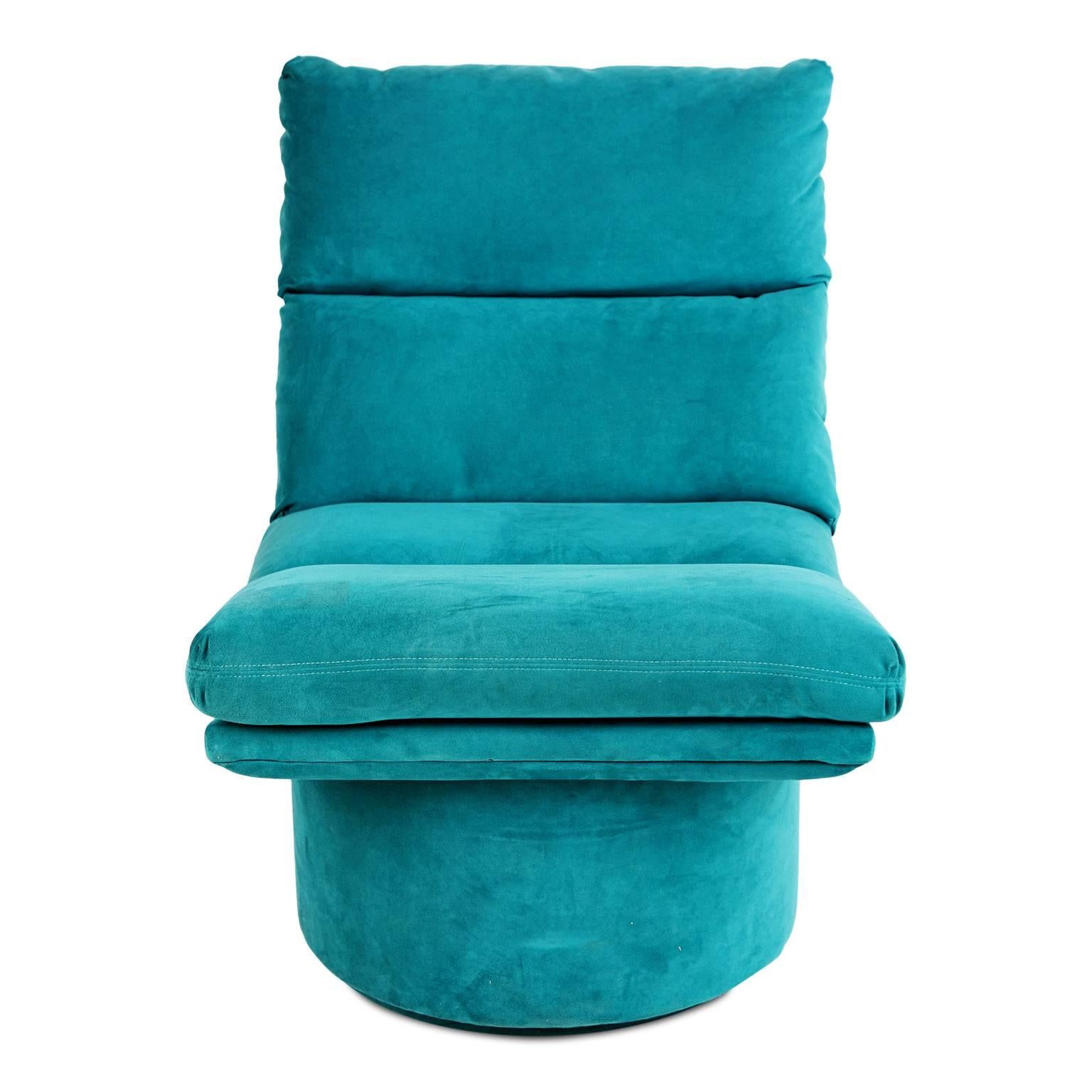 Modern Steve Chase Styled Channel Tufted Swivel Chair, circa 1980