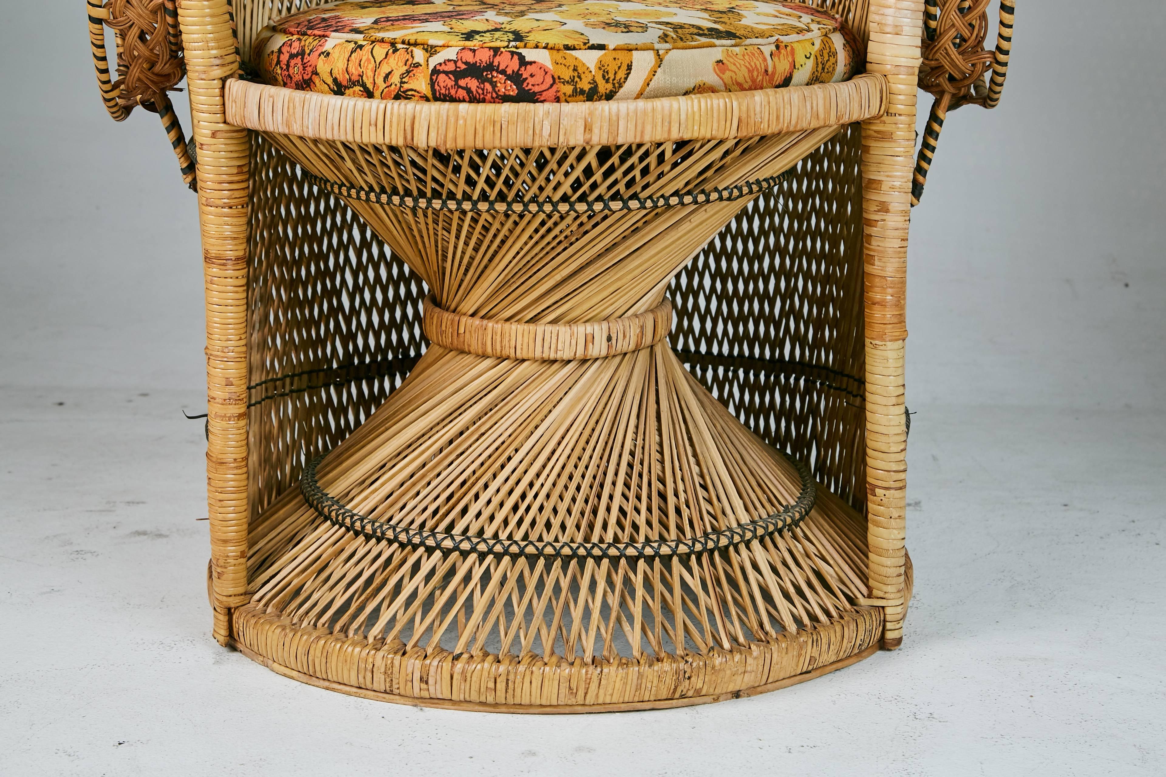 Iconic ''Emmanuelle'' Sylvia Kristel Wicker Rattan Peacock Chairs, circa 1970 1