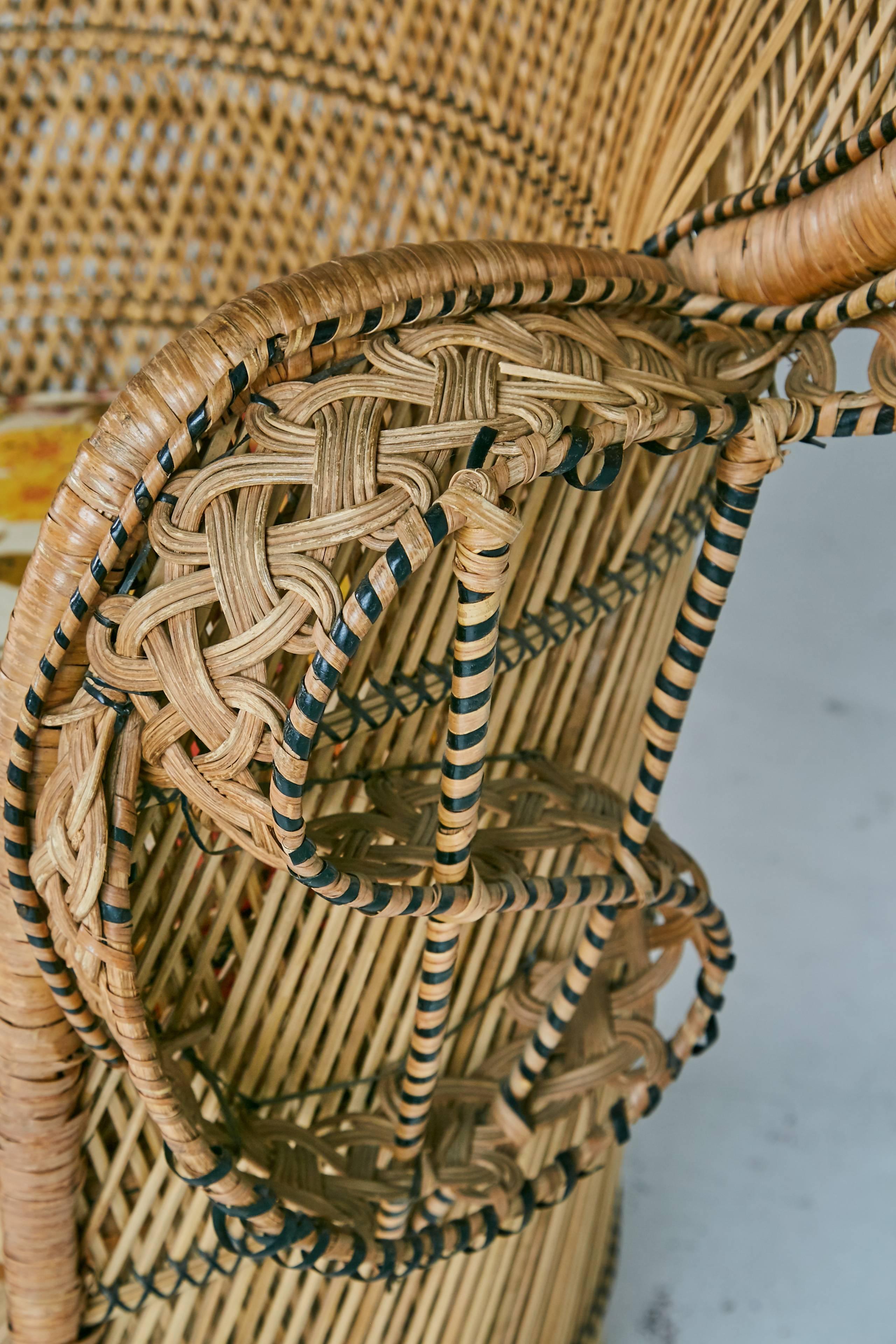 Iconic ''Emmanuelle'' Sylvia Kristel Wicker Rattan Peacock Chairs, circa 1970 2