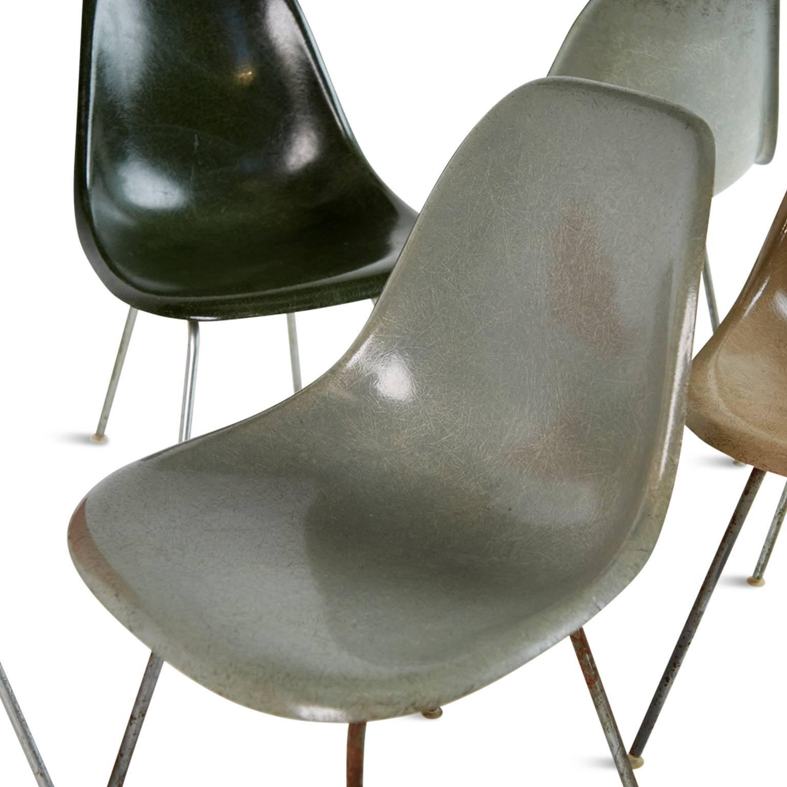 Charles & Ray Eames for Herman Miller Fiberglass DSX Chairs, Early Production 1
