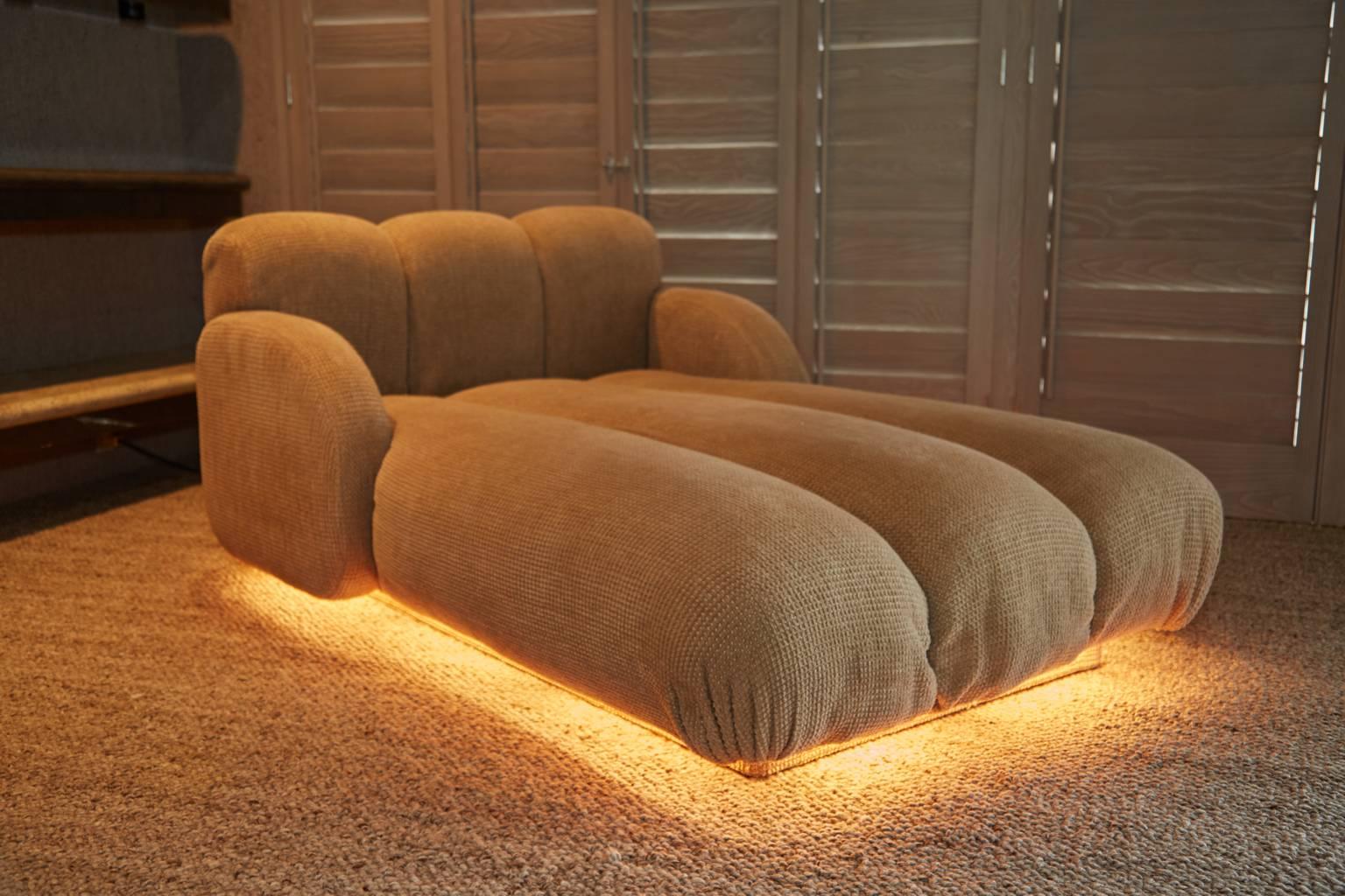 Late 20th Century Custom Illuminating Pink Velvet Chaise by Steve Chase from Chase Designed Home