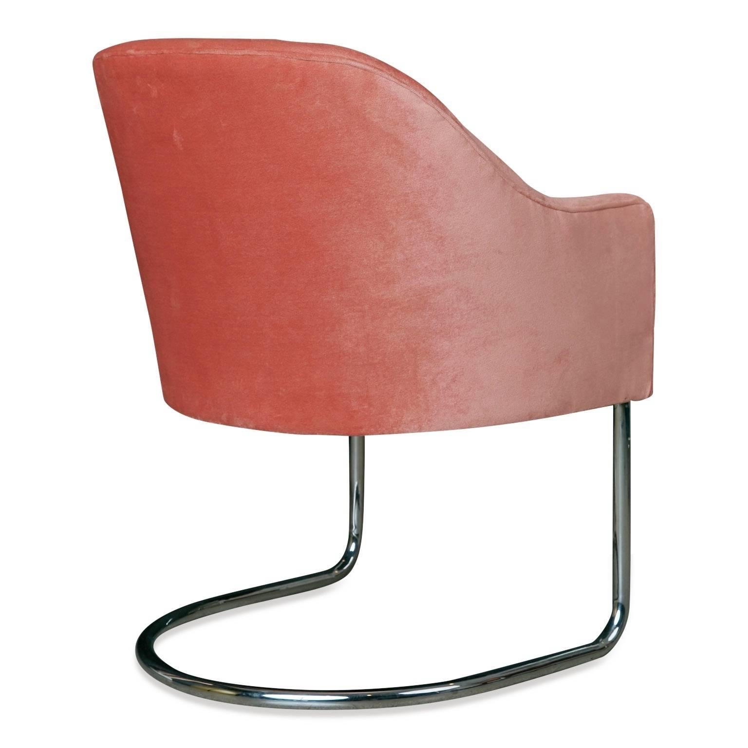 Mid-Century Modern Custom Velvet Cantilever Club Chairs by Steve Chase from Chase Designed Home