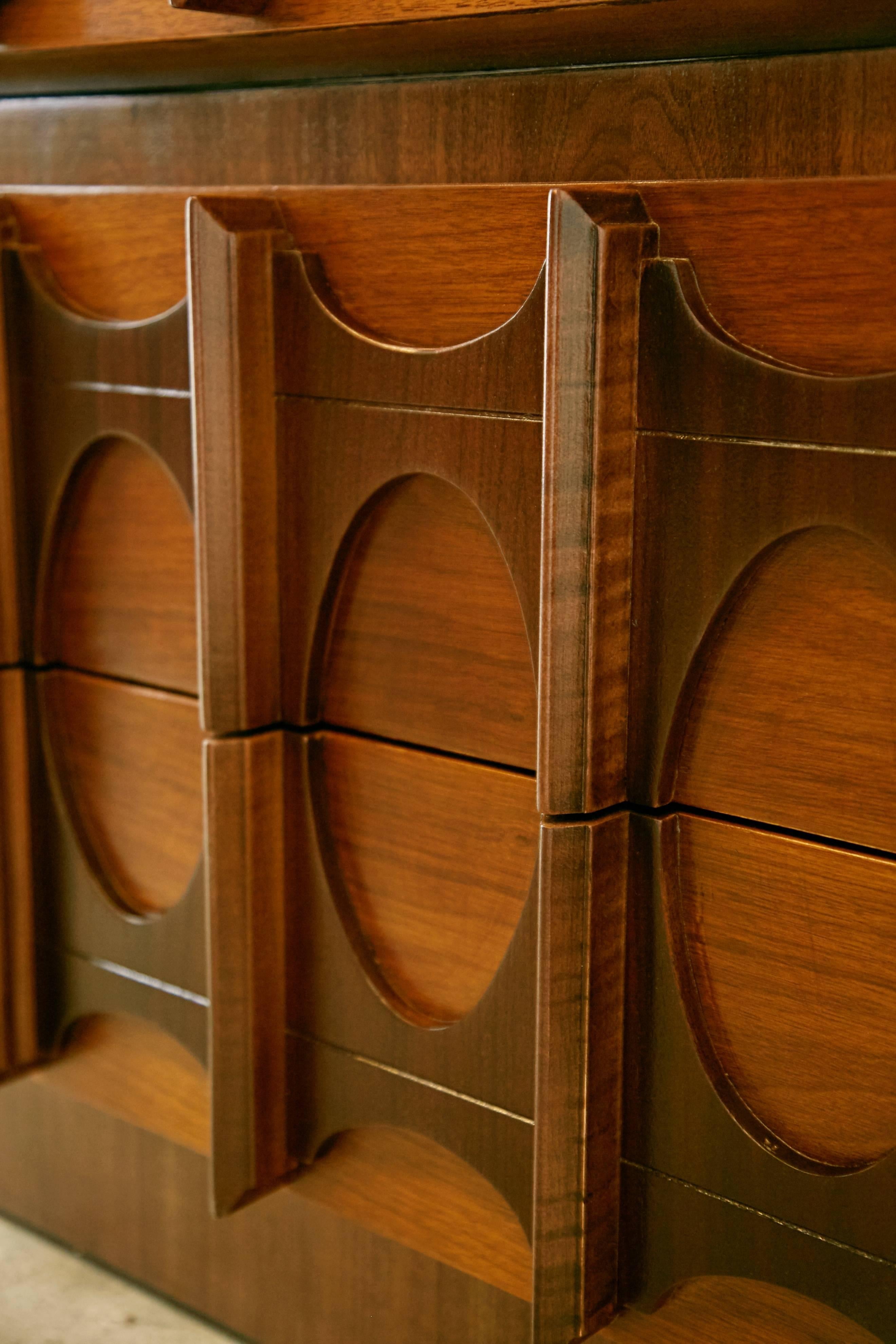 Mid-20th Century Restored Mid-Century Modern Brutalist Highboy Dresser, circa 1960