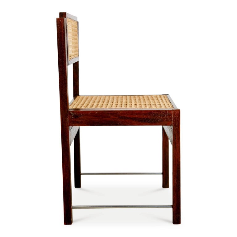 Brazilian Hardwood TiltBack Caned Dining Chairs, circa 1965 at 1stDibs