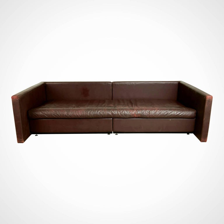 Architectural Leather Sofa by Joseph D'Urso for Knoll International