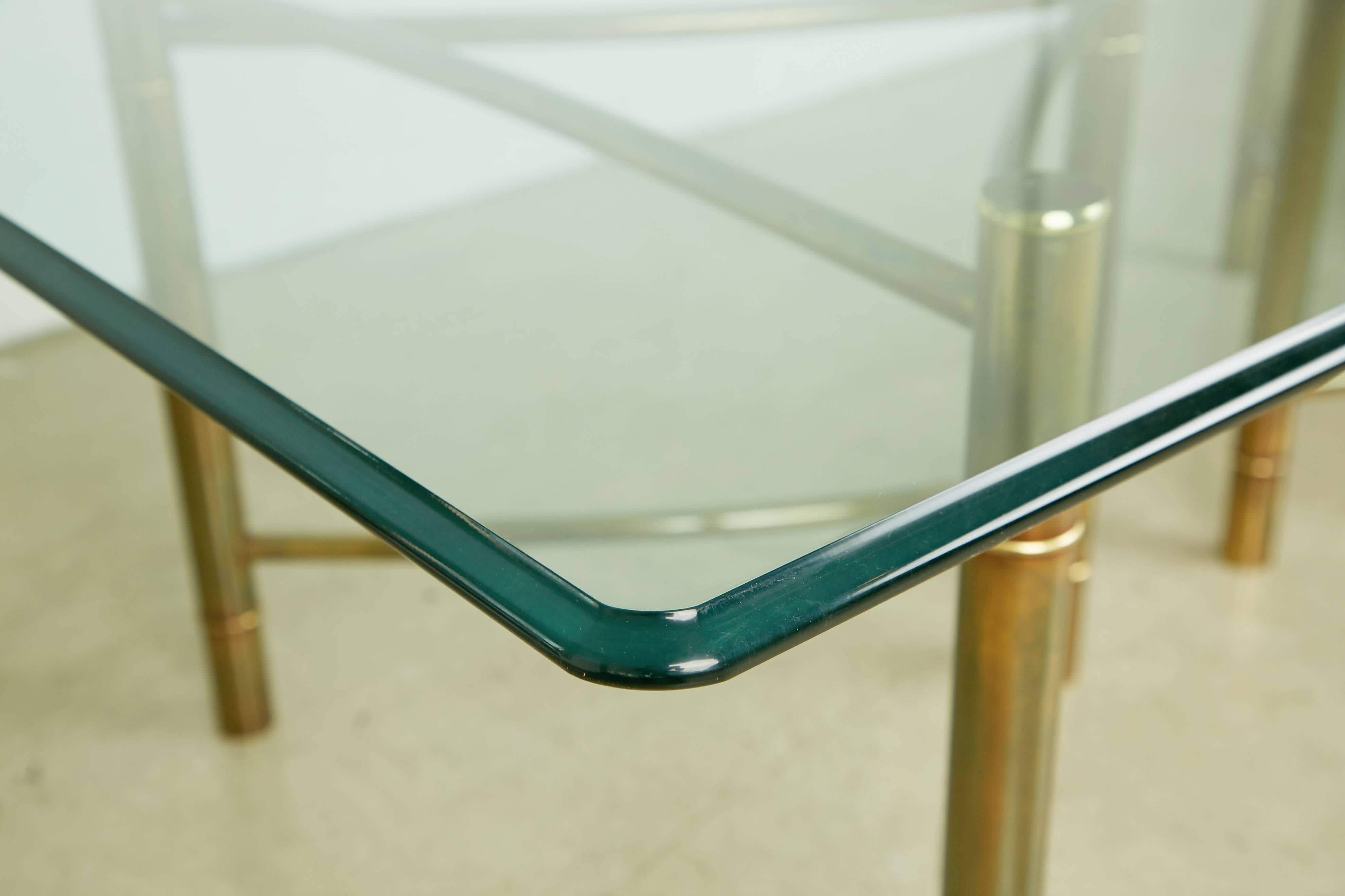 American Mastercraft Brass Dining Table with Triangular Bases, circa 1970