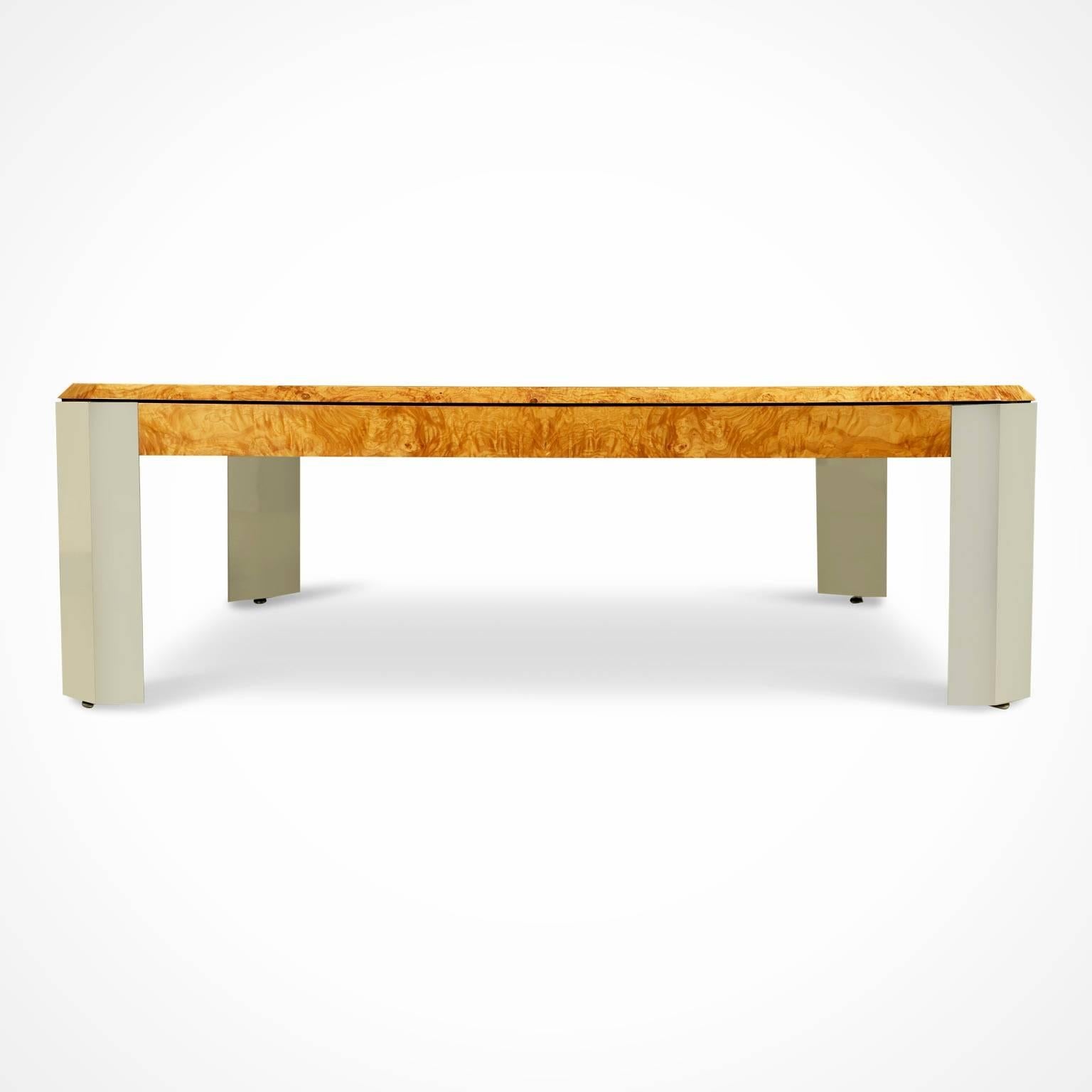 burled wood coffee table