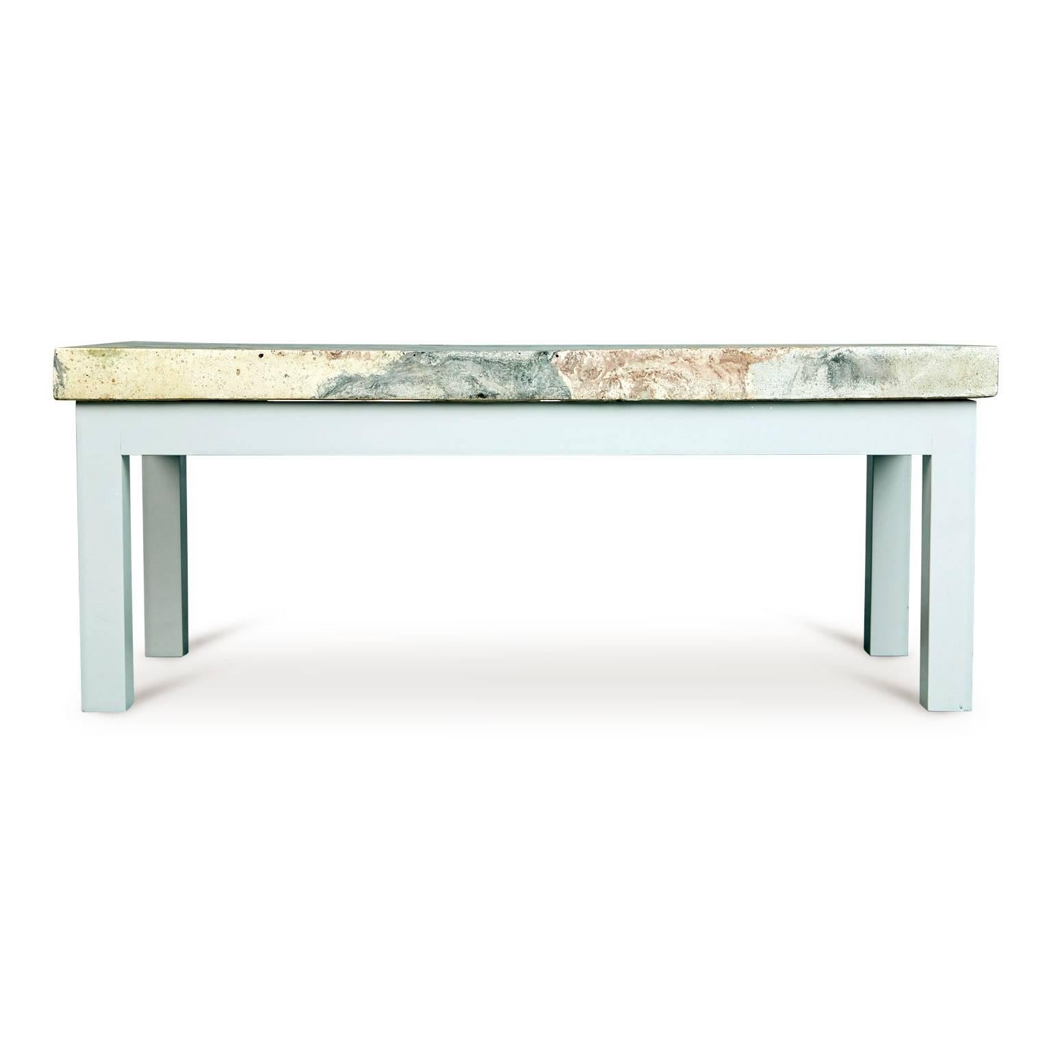 Mid-Century Modern Post Modern Illuminated Rose, Pink and Grey Marbleized Concrete Coffee Table