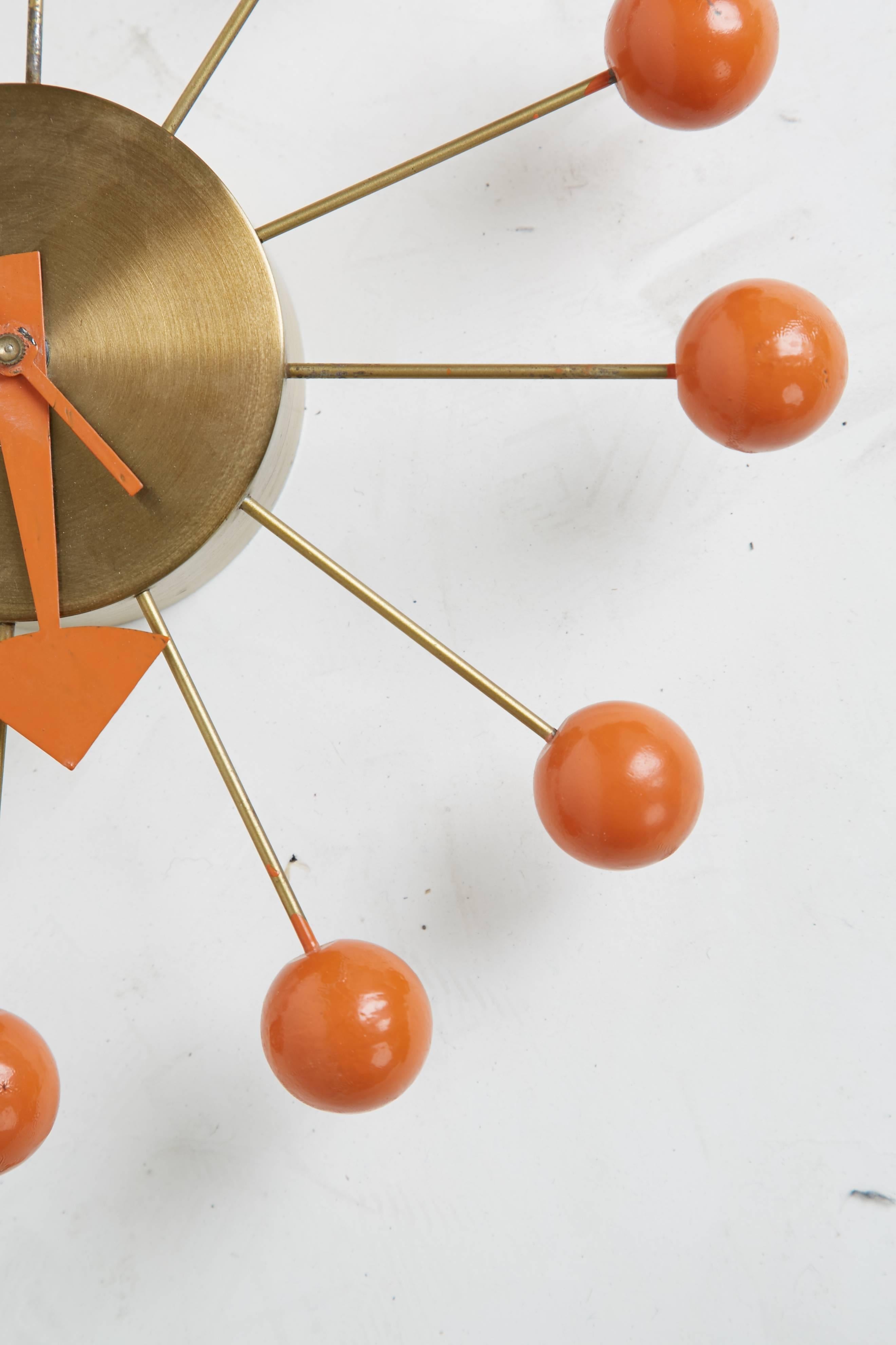 Mid-Century Modern George Nelson Orange Ball Clock for Howard Miller, circa 1950