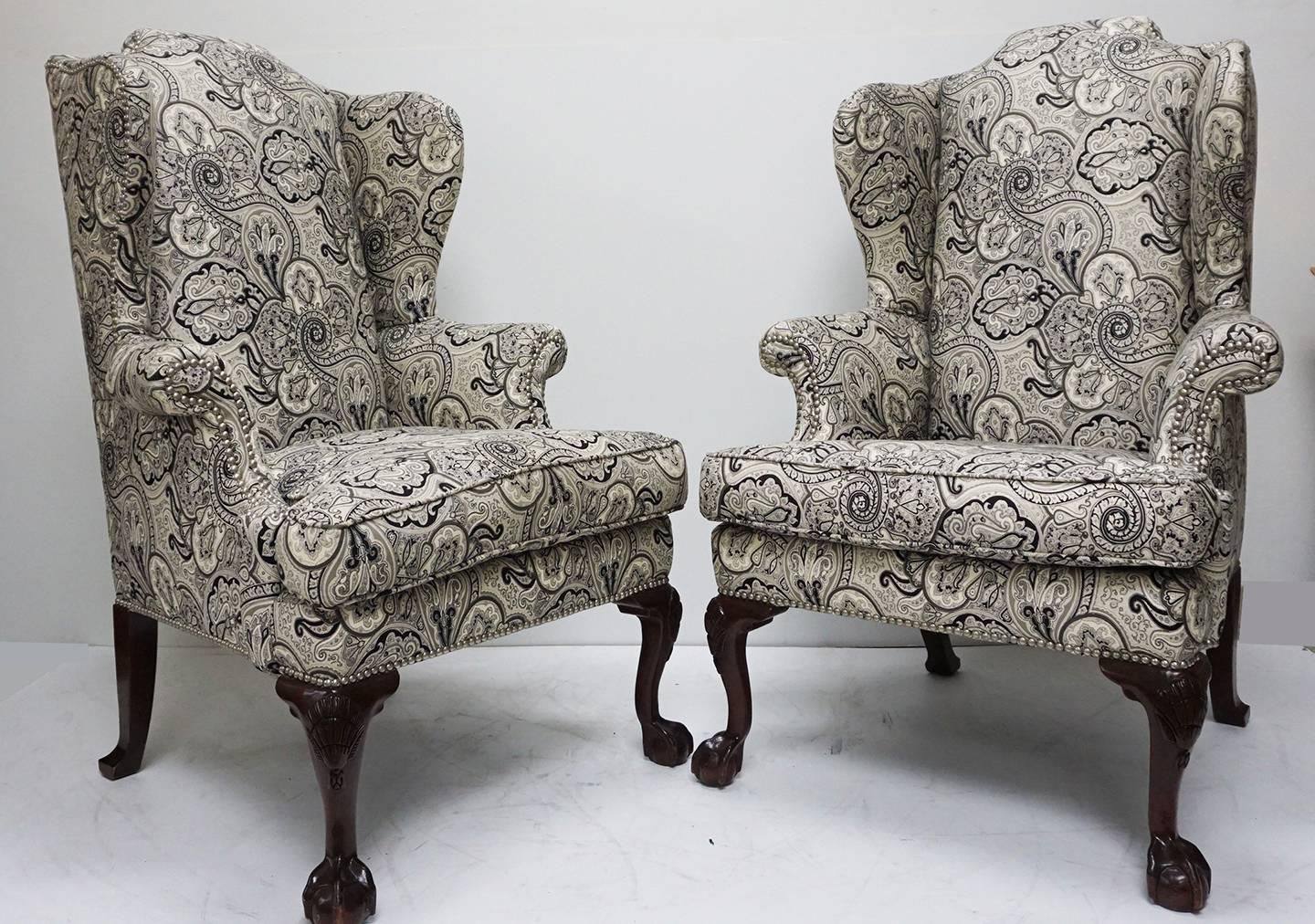 George II Style Wing Chairs In Good Condition For Sale In Palm Springs, CA