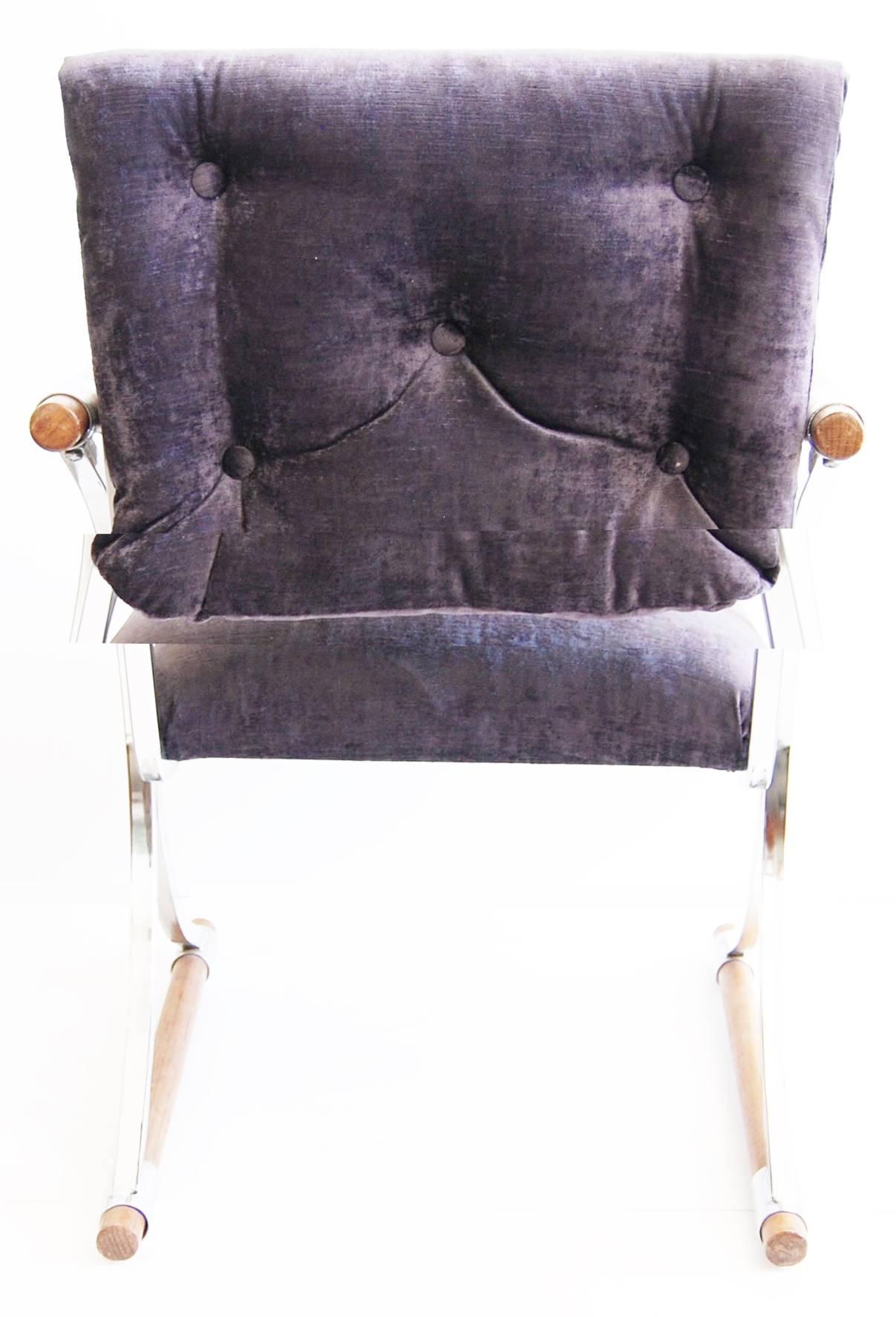 Cleo Baldon Purple Campaign Dining Chairs In Good Condition For Sale In Palm Springs, CA