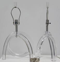 Dorothy Thorpe Lucite Pretzel Lamps, Pair