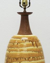 Mid-Century Modern Burnt Mustard Drip Glaze Lamp
