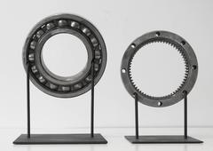 Large Vintage Rocket Gears and Ball bearings on Black Bases