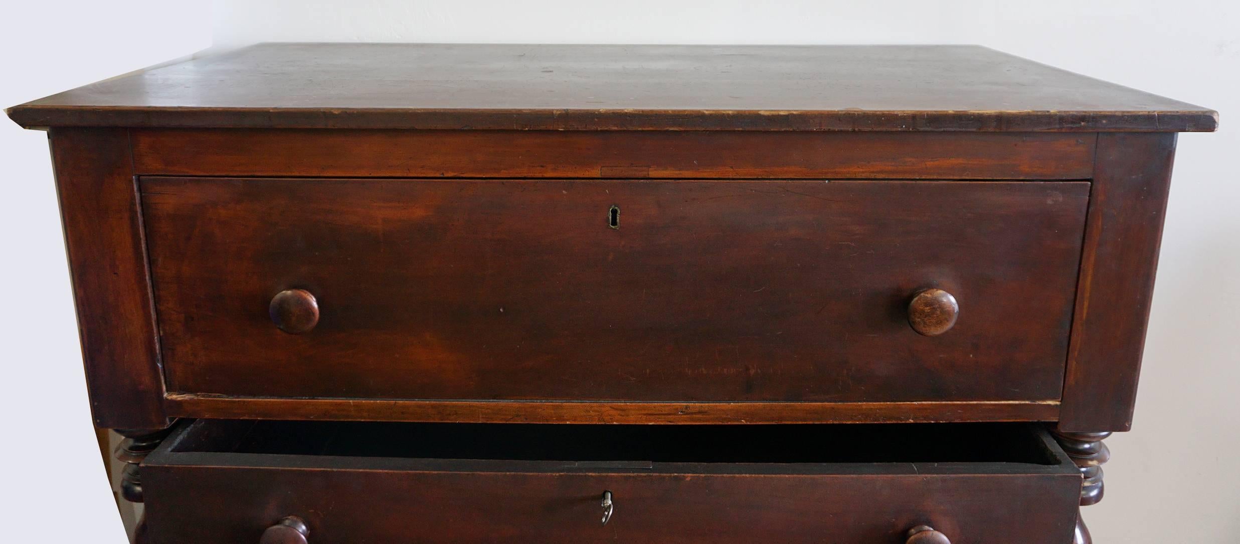 Antique 1800s Butler Chest with Desk Drawer In Good Condition For Sale In Palm Springs, CA
